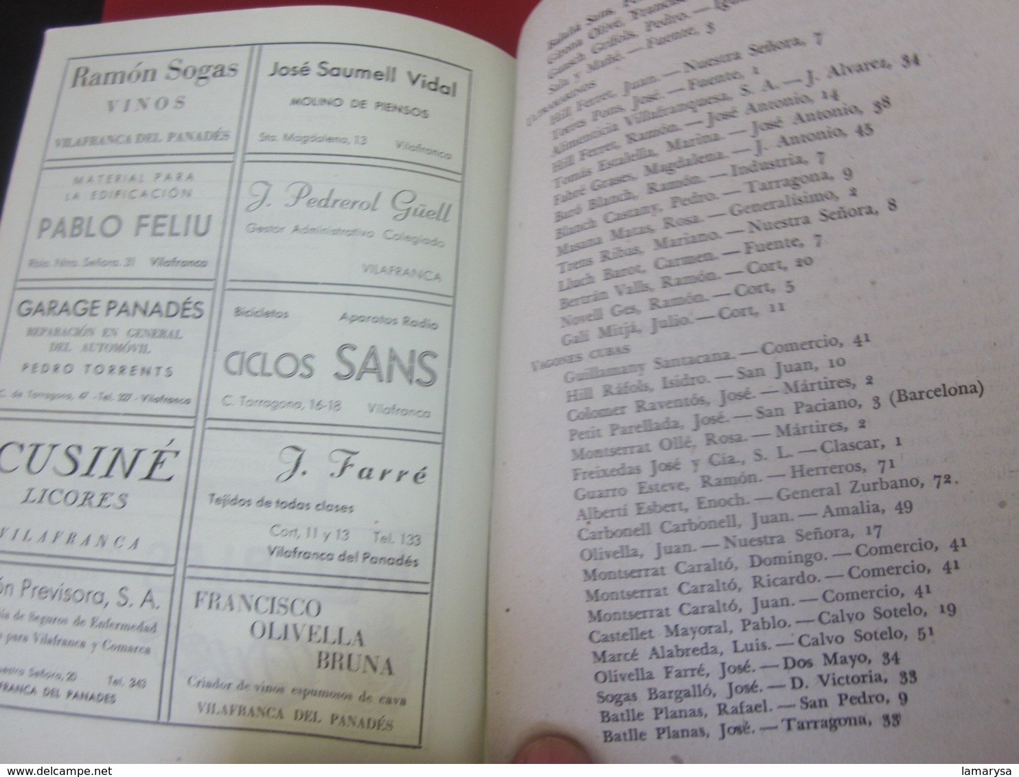 GUÍA TURÍSTICA DE VILAFRANCA DE 1949 LOS PANADES EN LA EDICIÓN DE GRÁFICOS DE ARTES DE LA MANO-PUBLICACIÓN DE PUBLICITÉ-