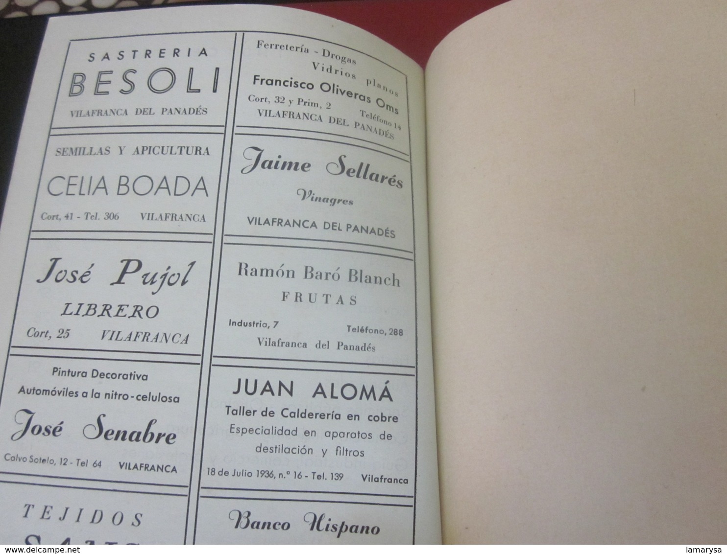 GUÍA TURÍSTICA DE VILAFRANCA DE 1949 LOS PANADES EN LA EDICIÓN DE GRÁFICOS DE ARTES DE LA MANO-PUBLICACIÓN DE PUBLICITÉ-