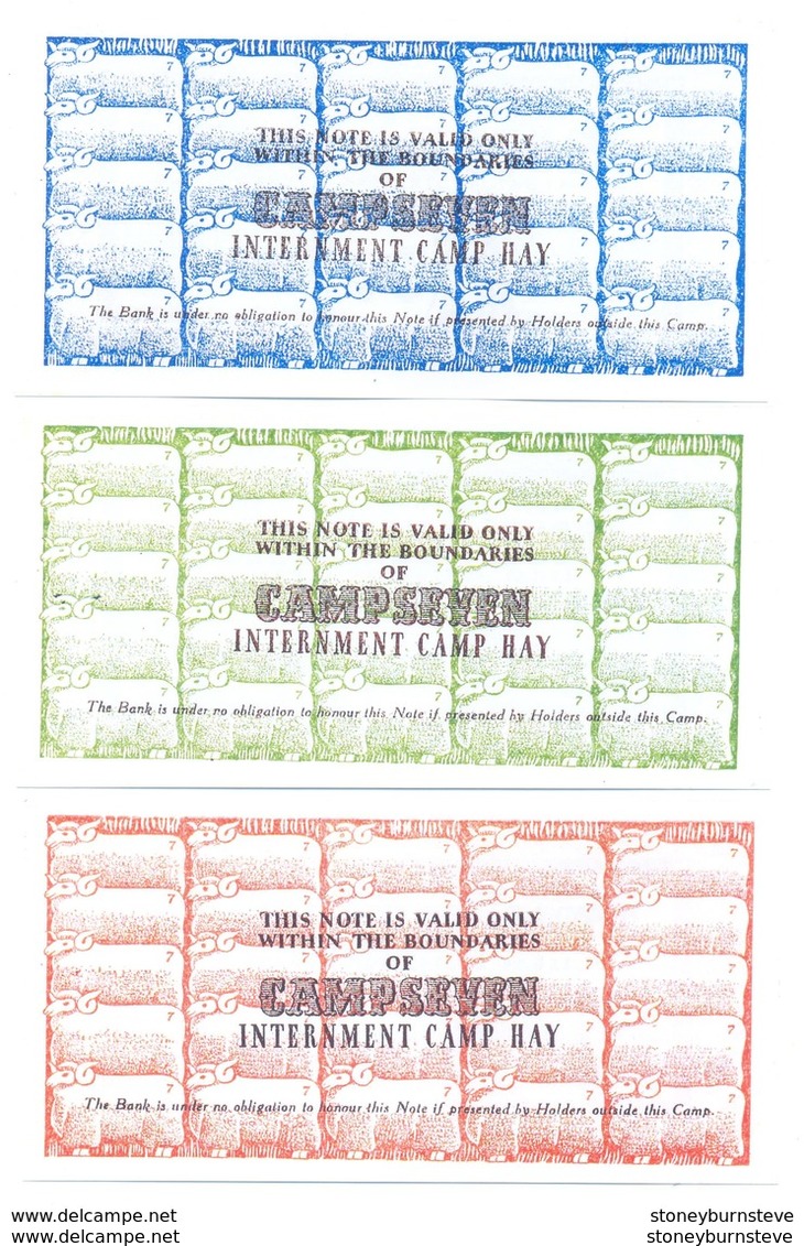 Australia Hay Internment Camp 1st March 1941 6d, 1/- & 2/- (COPY) - Collections, Lots & Séries