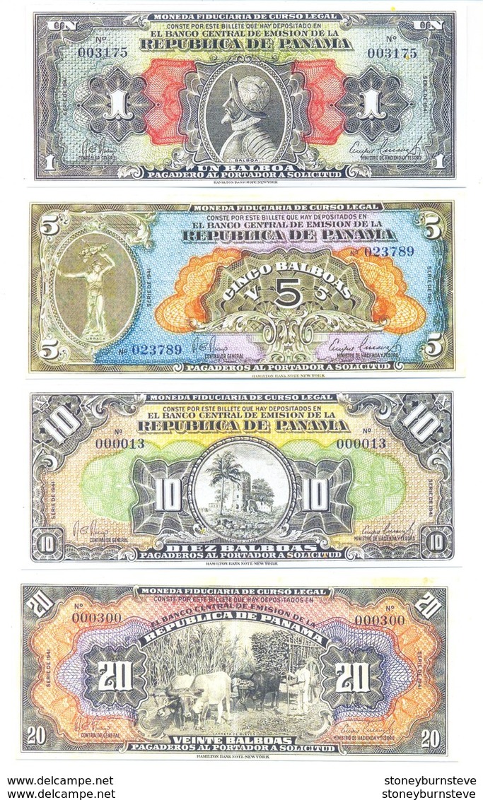 Panama 4 Note Set 1941 COPY - Panamá