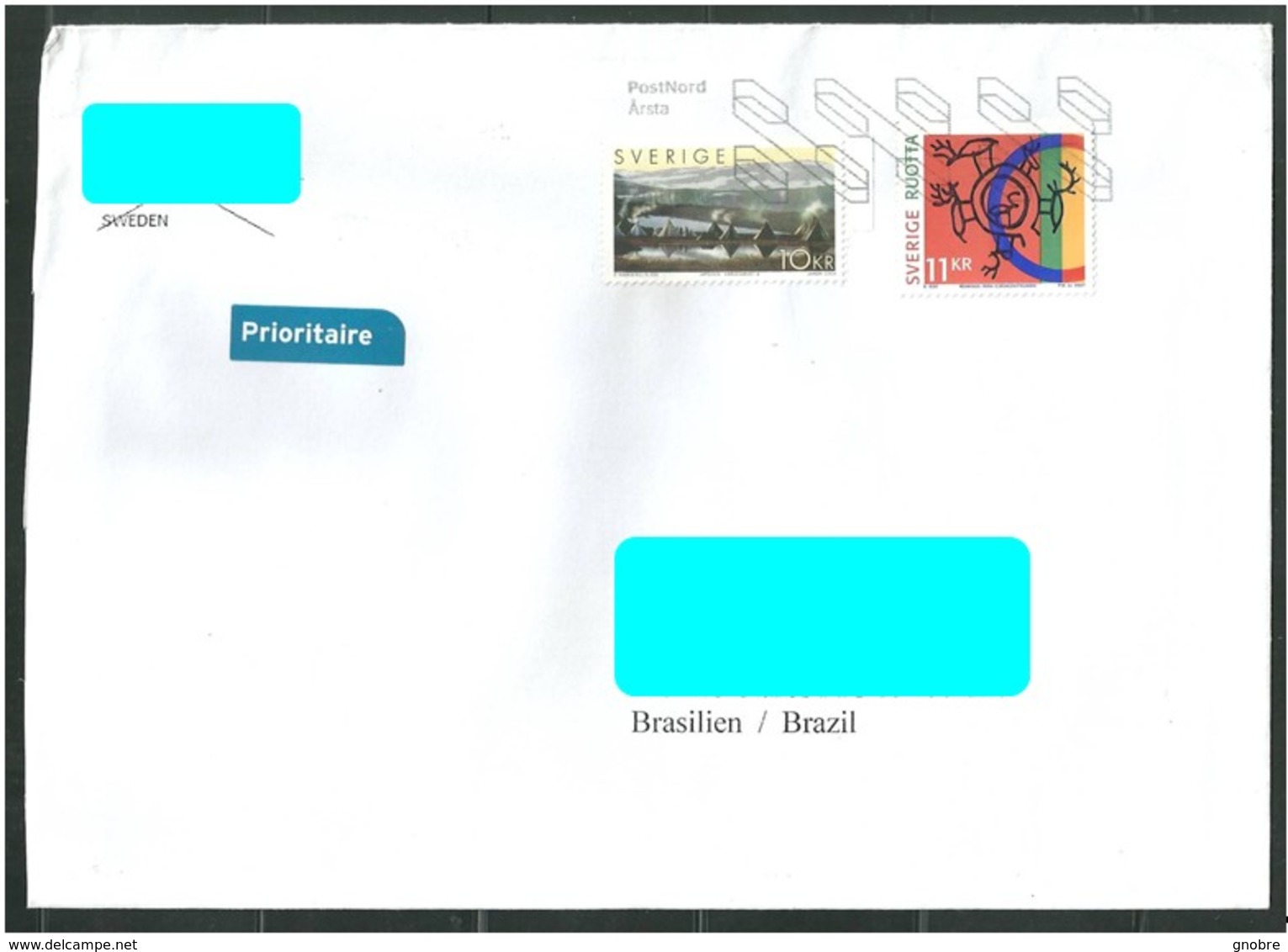 SWEDEN To Brazil Cover Sent In 2018? With 2 Topical Stamps And Beautiful Cancel Mark (GN 0117). - Brieven En Documenten
