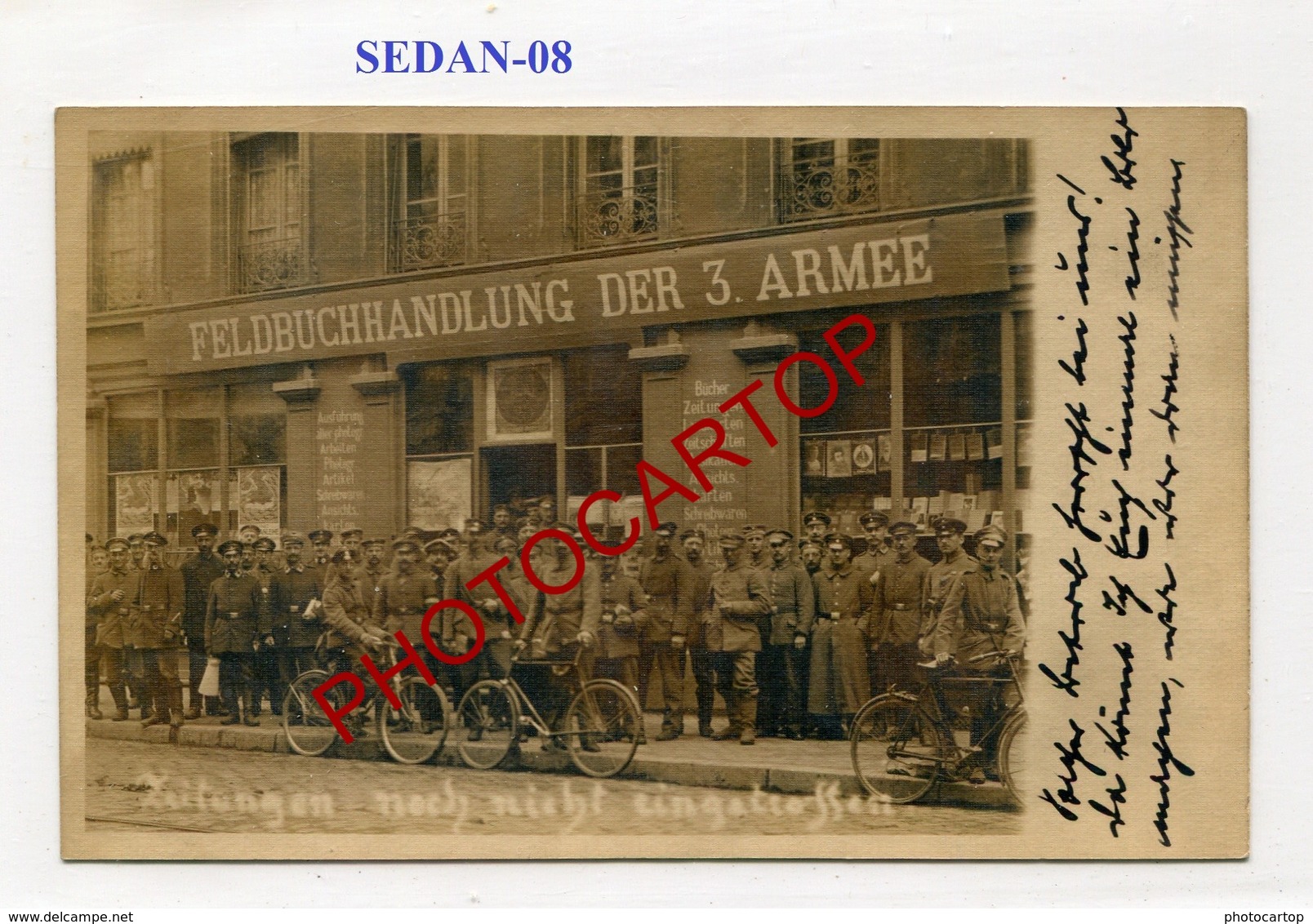 SEDAN-Librairie-Feldbuchhandlung 3 Armee-Journaux-CARTE PHOTO Allemande-GUERRE 14-18-1WK-France-08- - Sedan