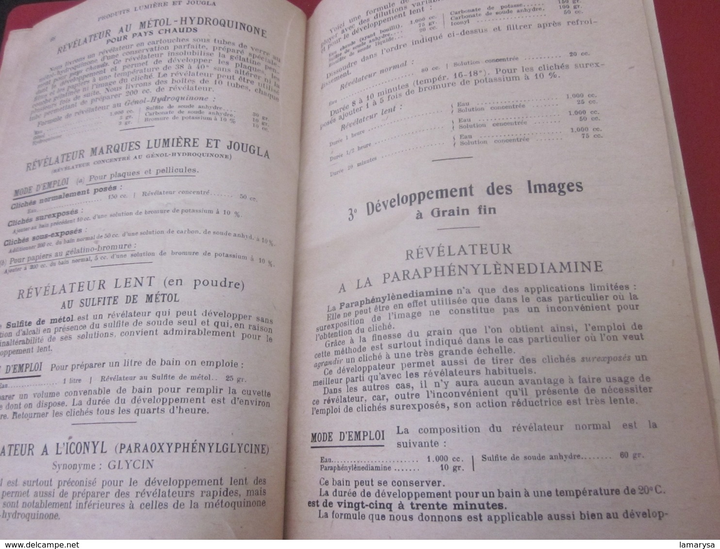 1948 UNION PRODUITS PHOTOGRAPHIQUES INDUSTRIELS LUMIÈRE & JOUGLA FORMULAIRES-AUTOCHROMES-PLAQUES-PAPIERS-