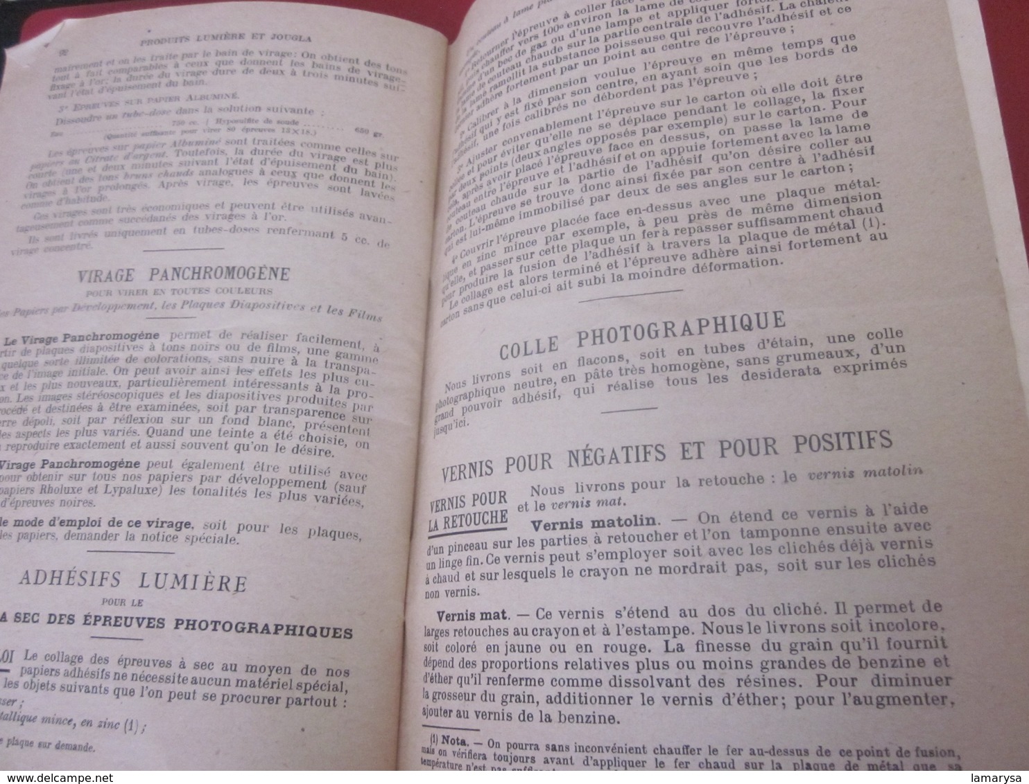 1948 UNION PRODUITS PHOTOGRAPHIQUES INDUSTRIELS LUMIÈRE & JOUGLA FORMULAIRES-AUTOCHROMES-PLAQUES-PAPIERS-