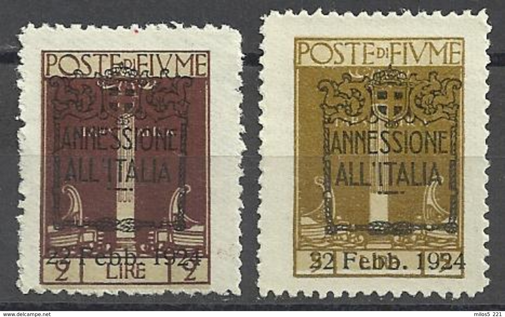 Italie  Année 1924 Occupation FIUME  Y&T N° 191.193** - Fiume