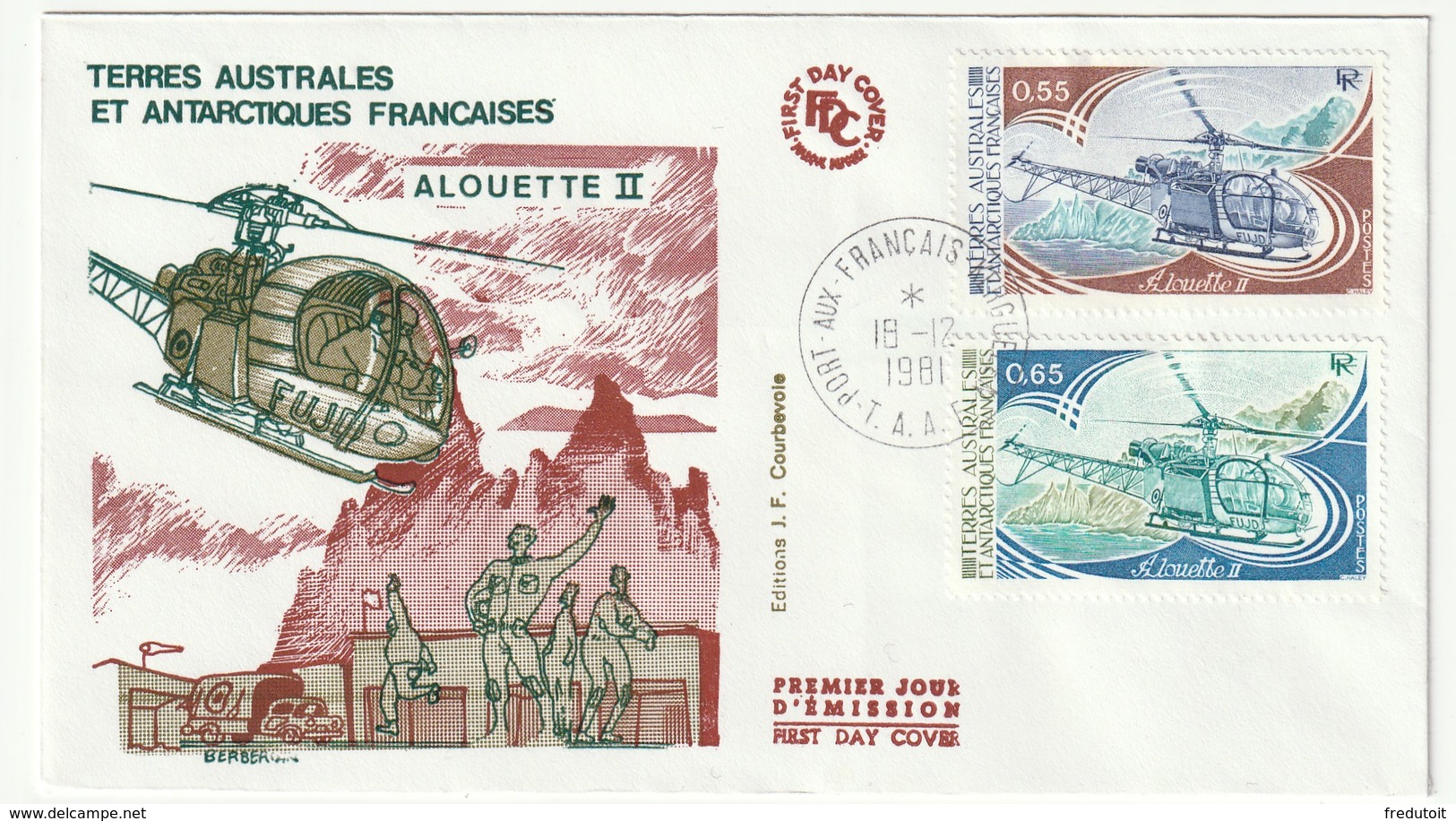 FDC - TAAF - N°92/3   (1981) Hélicoptère - FDC