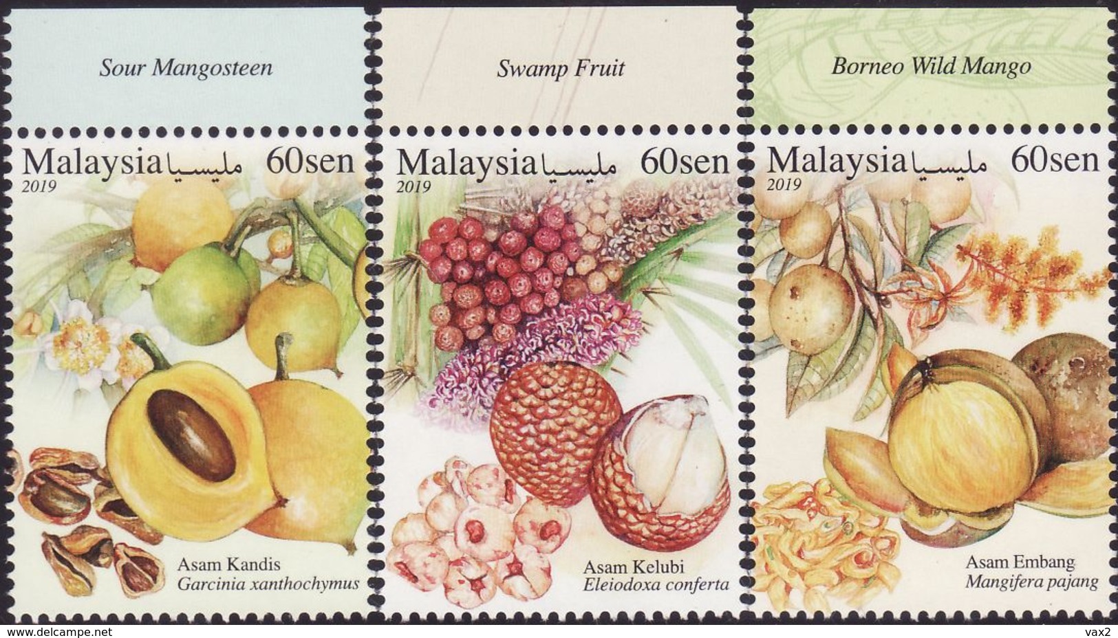 Malaysia 2019-6 Sour Fruits Set+M/S MNH With Margin Flora Flower Food Fruit Unusual (shape) - Malaysia (1964-...)