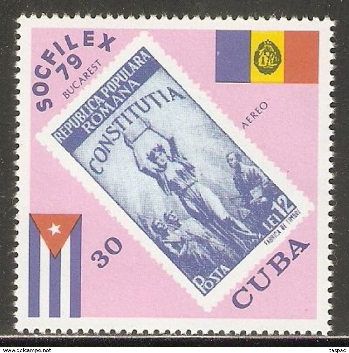 1979 Mi# 2436 ** MNH - SOCFILEX '79, Bucharest / Stamps On Stamps - Ungebraucht