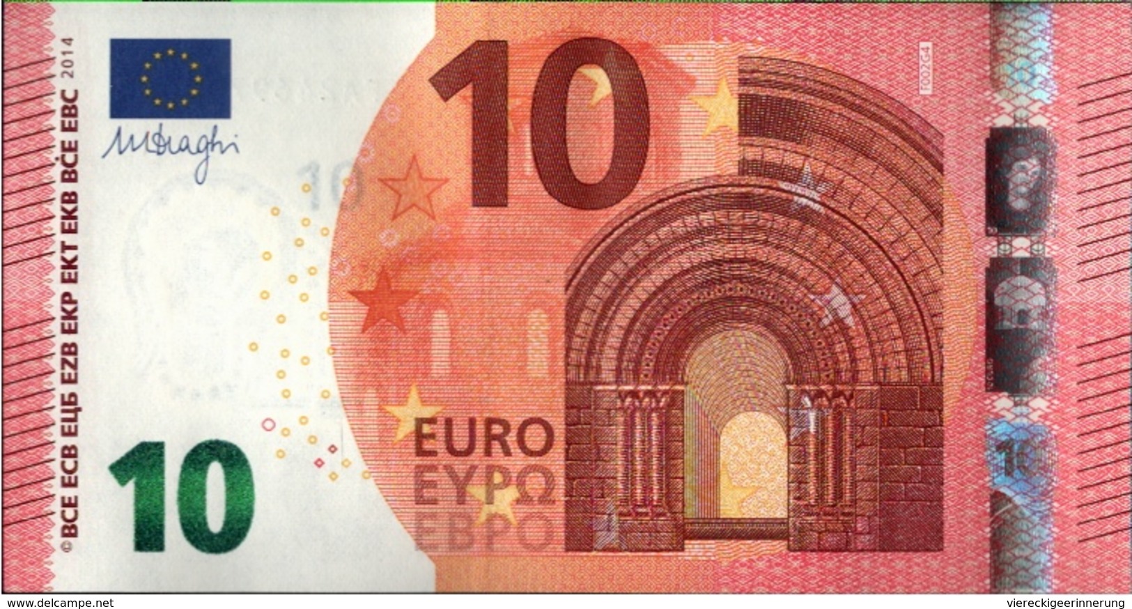 ! 10 Euro Currency, Money, Banknote F002G4, Draghi, EZB, ECB - 10 Euro