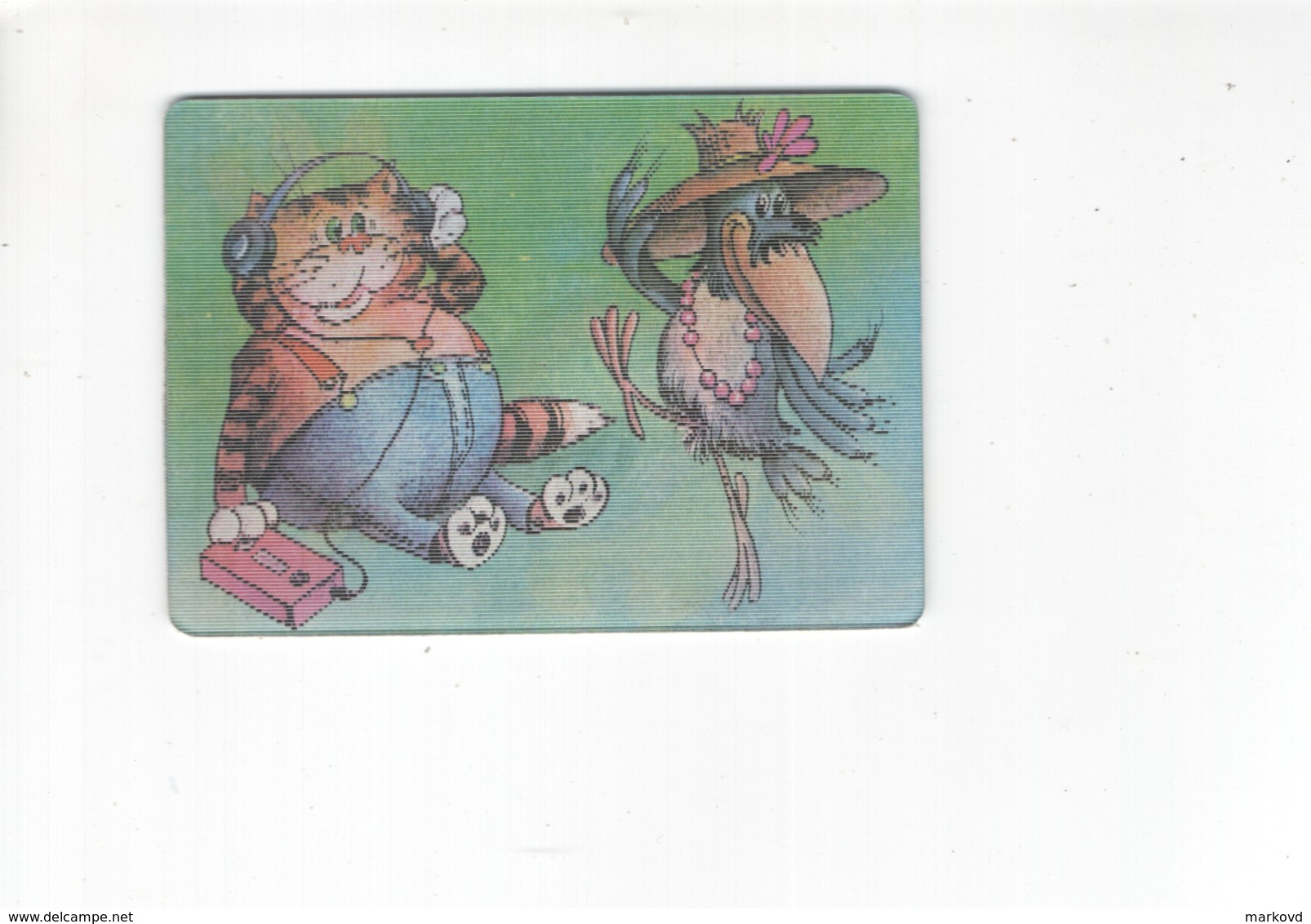 1063 3D Lenticular Soviet Russia Cartoon Calendar Parrot Cat Crow - Formato Piccolo : 1981-90