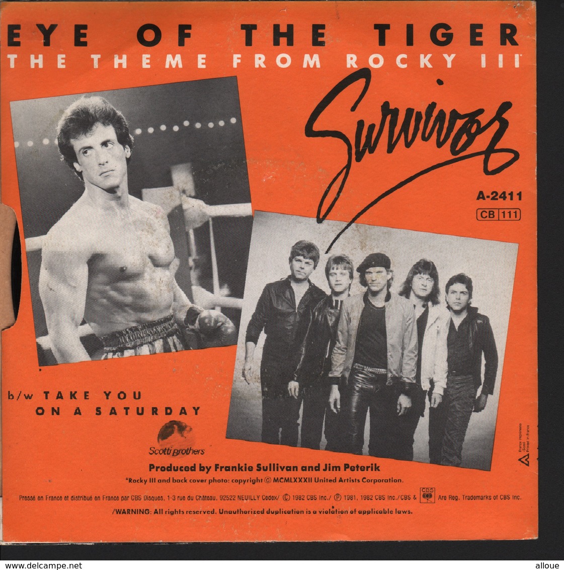 SURVIVOR SINGLE -EYE OF THE TIGER (THEME FROM ROCKY III) + TAKE YOU A SATURDAY - Hard Rock & Metal