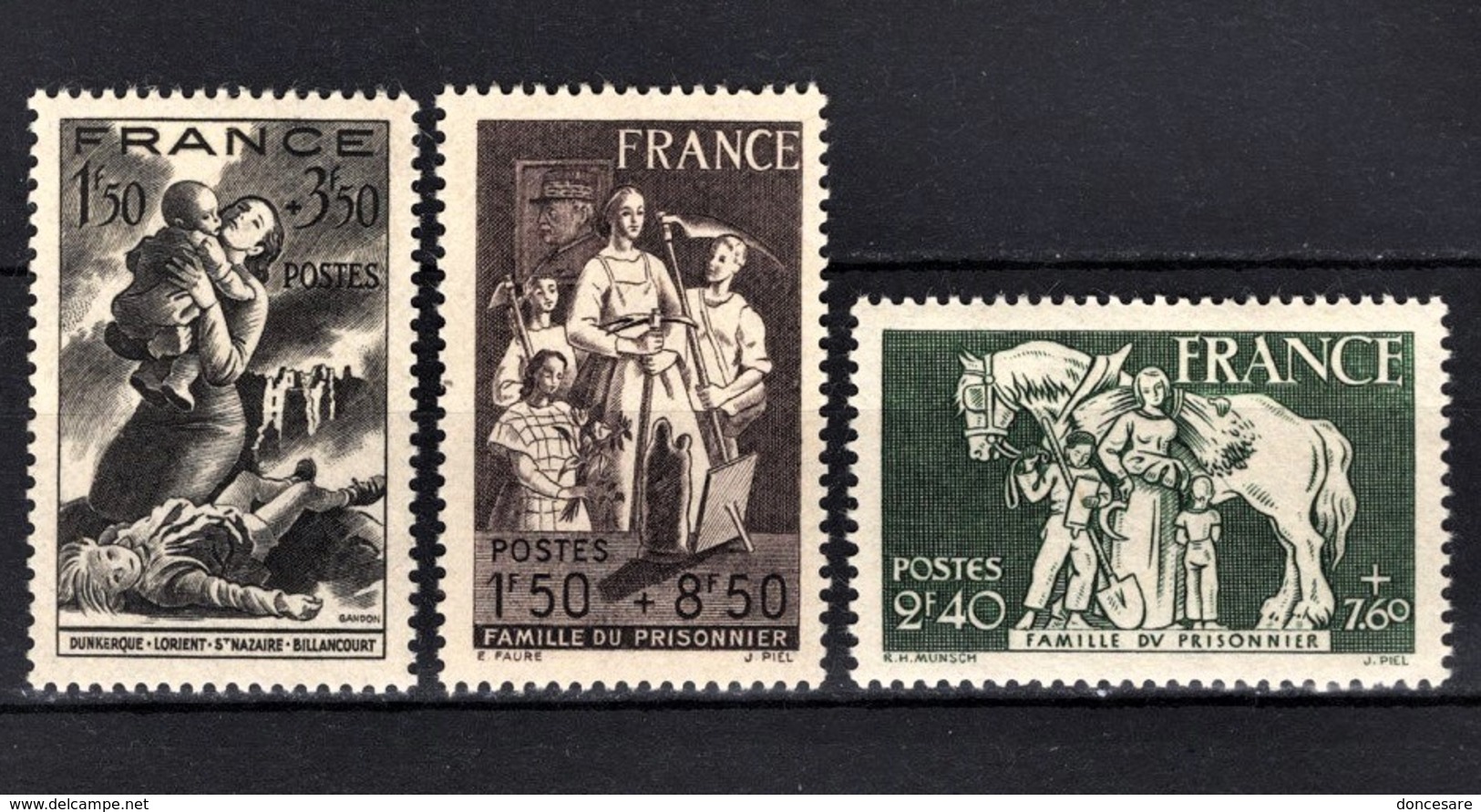 FRANCE 1943 - LOT 3 TP NEUFS*  Y.T. N° 584 / 585 / 586 / - Ungebraucht