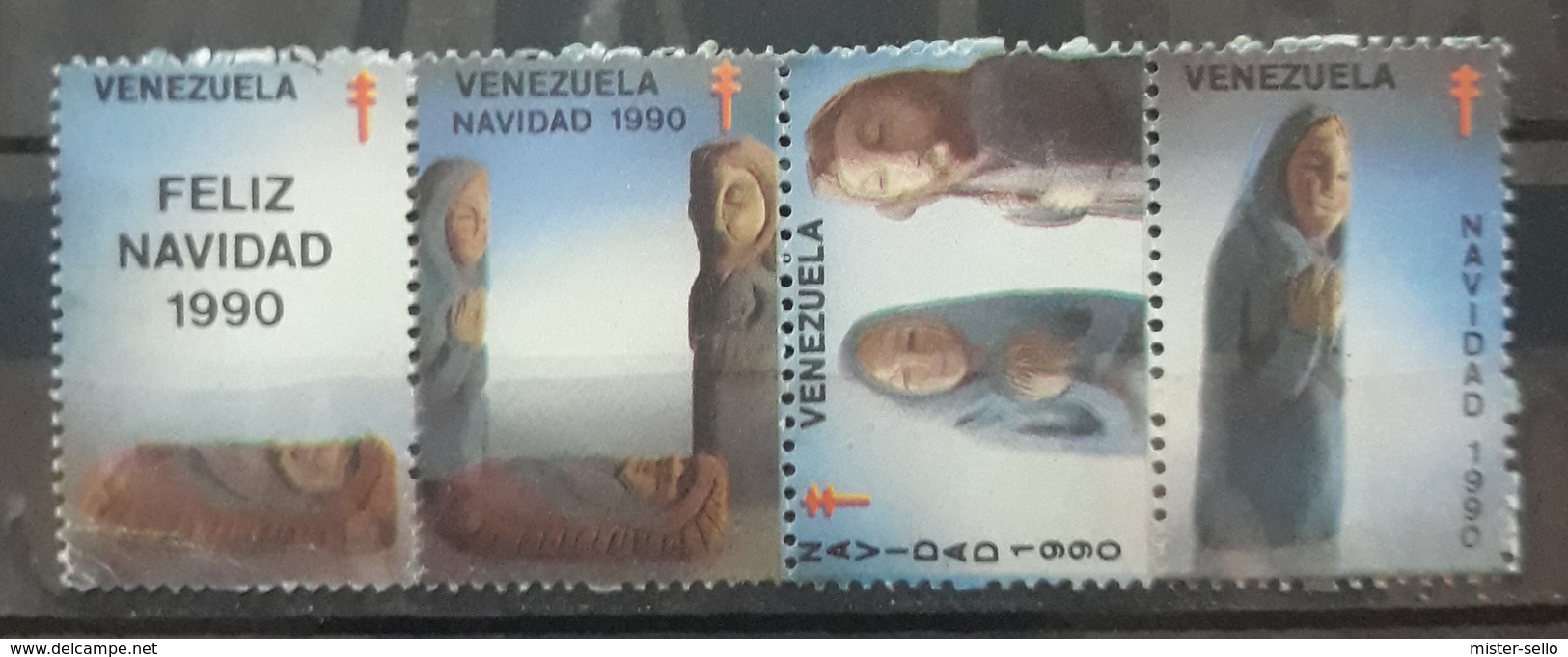 VENEZUELA TIRA DE VIÑETAS FELIZ NAVIDAD 1990. NUEVO SIN GOMA (*) - Venezuela