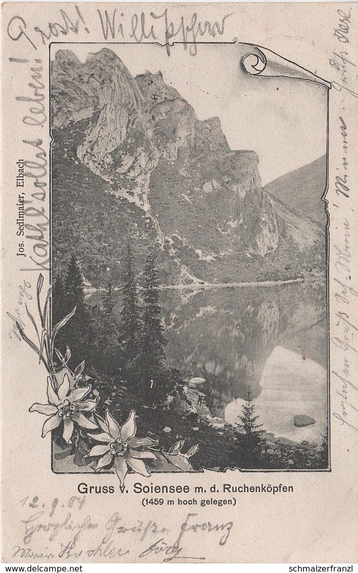 Litho AK Soiensee Soinsee A Bayrischzell Osterhofen Geitau Aurach Josefsthal Fischbachau Schliersee Stempel Rotwandhaus - Schliersee