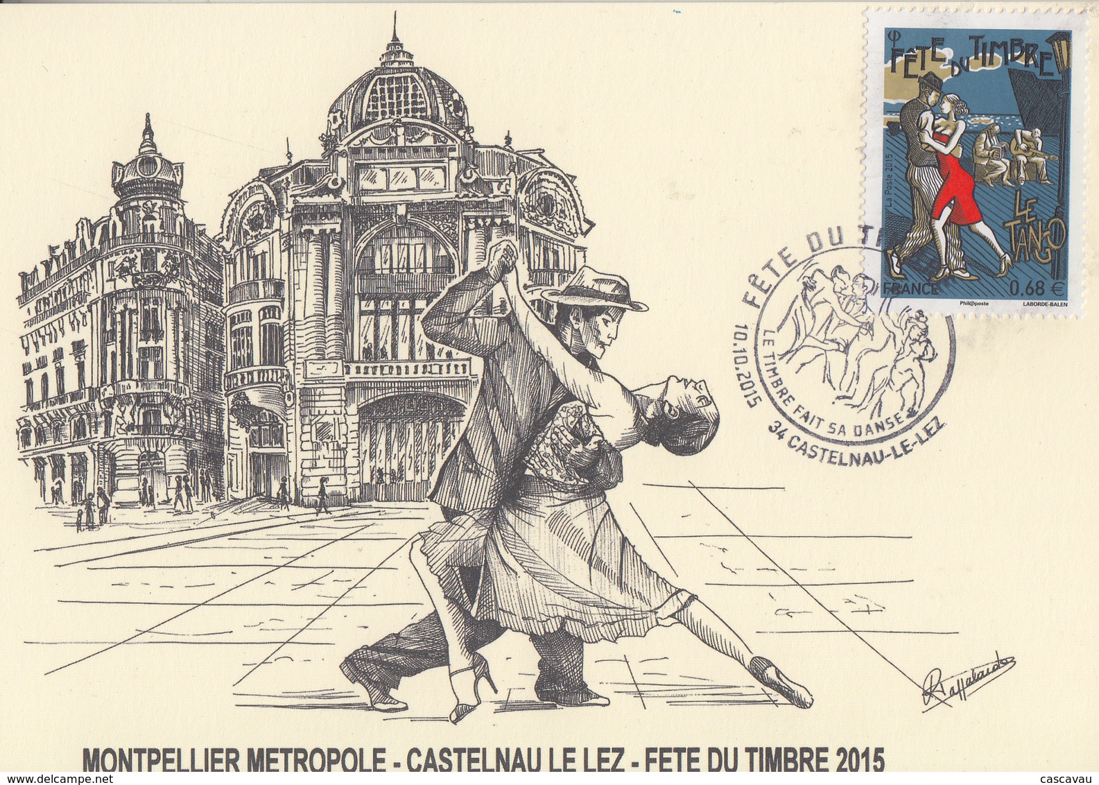 Carte  Locale  1er  Jour    FRANCE    FETE  Du  TIMBRE    CASTELNAU  LE  LEZ    2015 - Giornata Del Francobollo