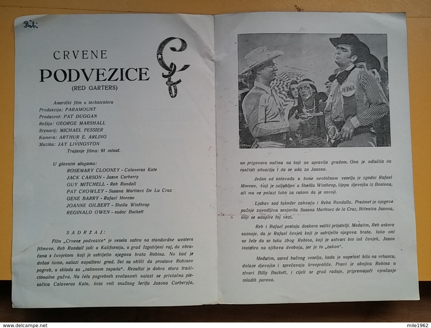 PROG 21 - Advertisement, Publicité, RED GARTERS -Yugoslavia Movie Program-PAT CROWLEY, ROSEMARY CLOONEY, CARSON JACK - Magazines