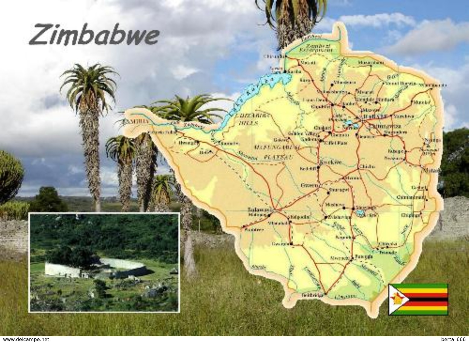 Zimbabwe Country Map New Postcard Simbabwe Landkarte AK - Zimbabwe