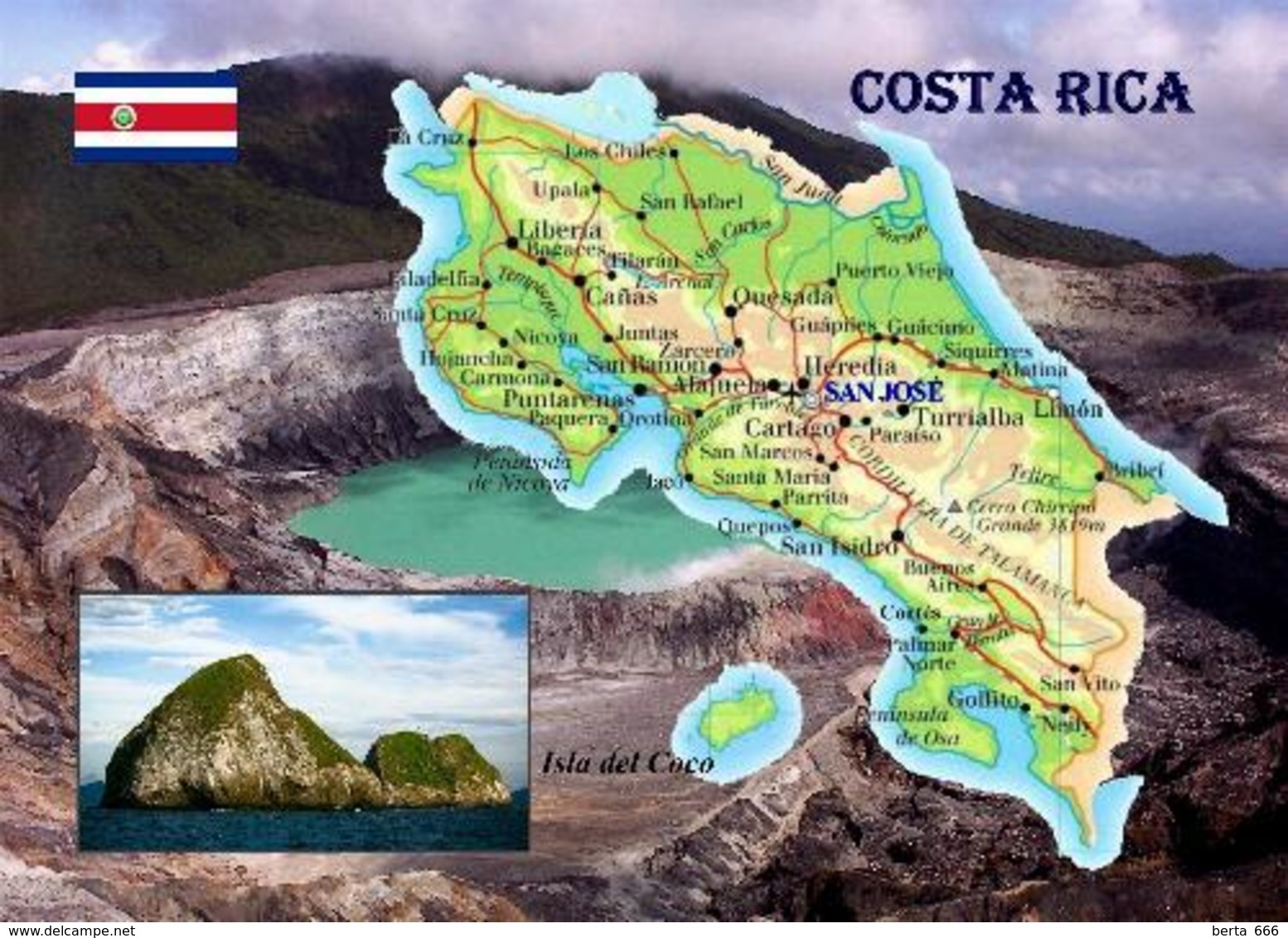 Costa Rica Country Map New Postcard Landkarte AK - Costa Rica