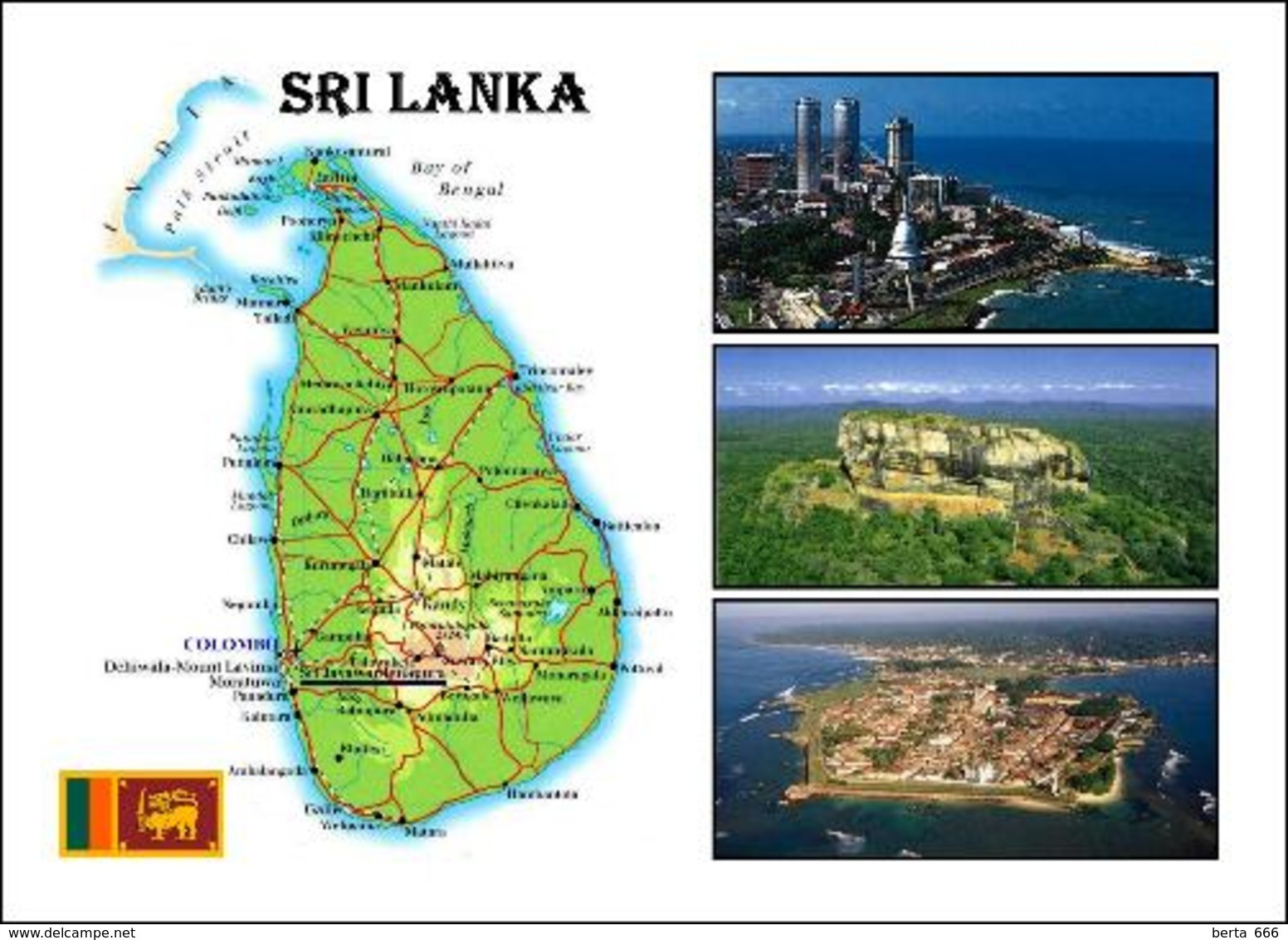 AK Sri Lanka Landkarte Country Map New Postcard - Sri Lanka (Ceylon)