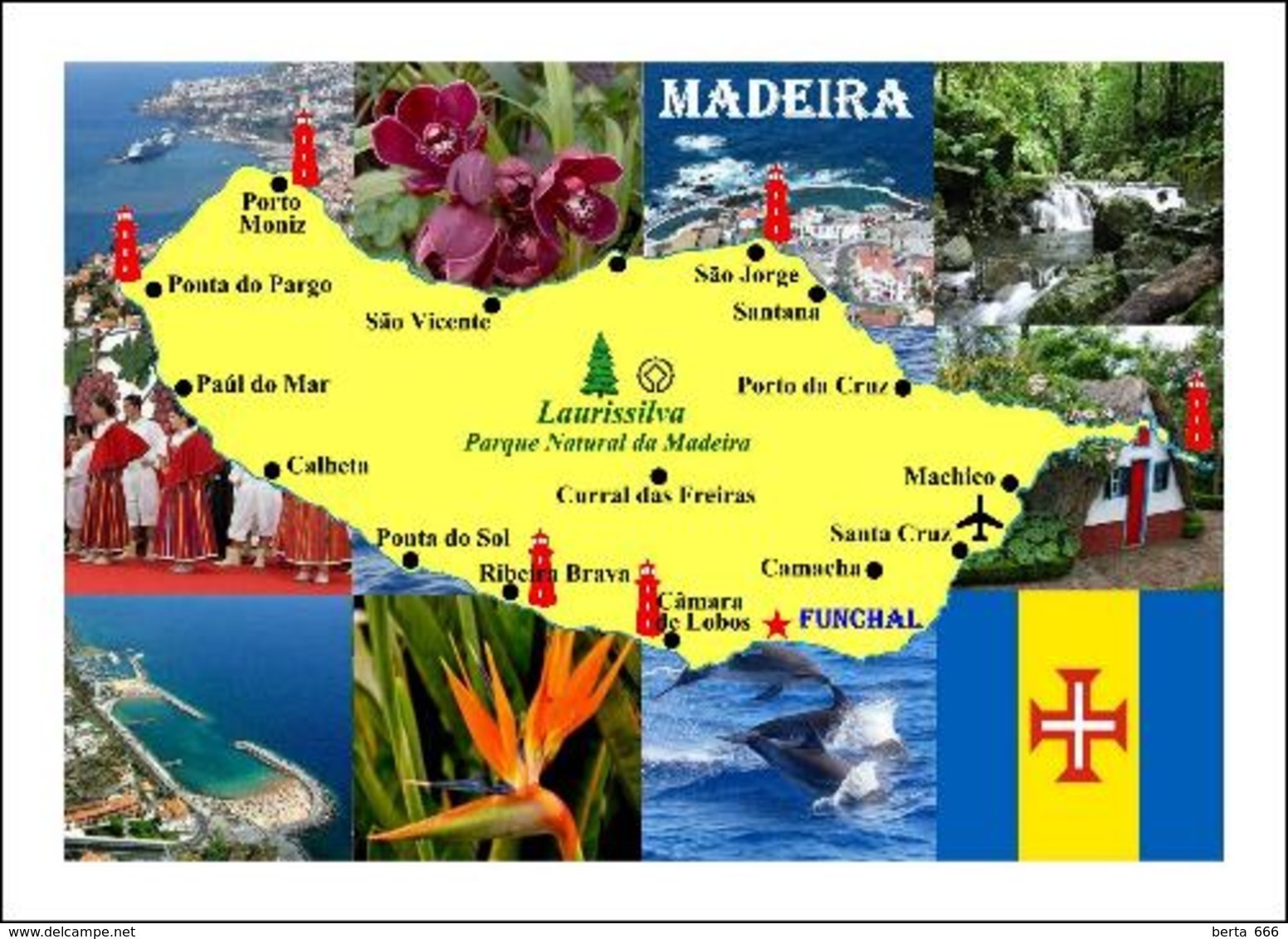 Madeira Island Map Portugal New Postcard Insel Landkarte AK - Madeira