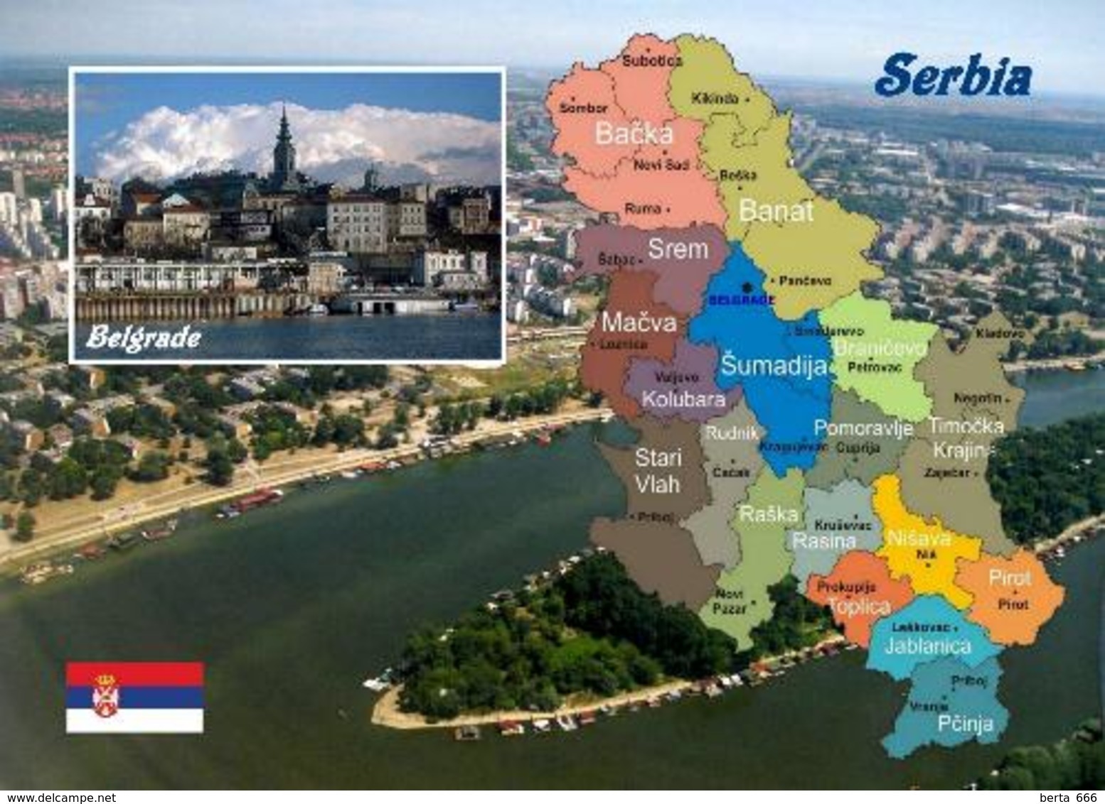 Serbia Country Map New Postcard Serbien Landkarte AK - Serbien