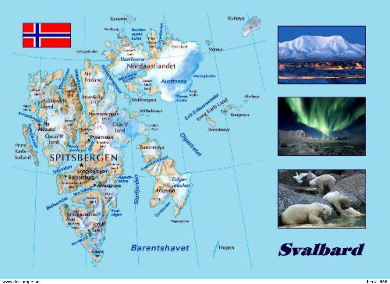 Svalbard Islands Map New Postcard Spitzbergen Landkarte AK - Norwegen