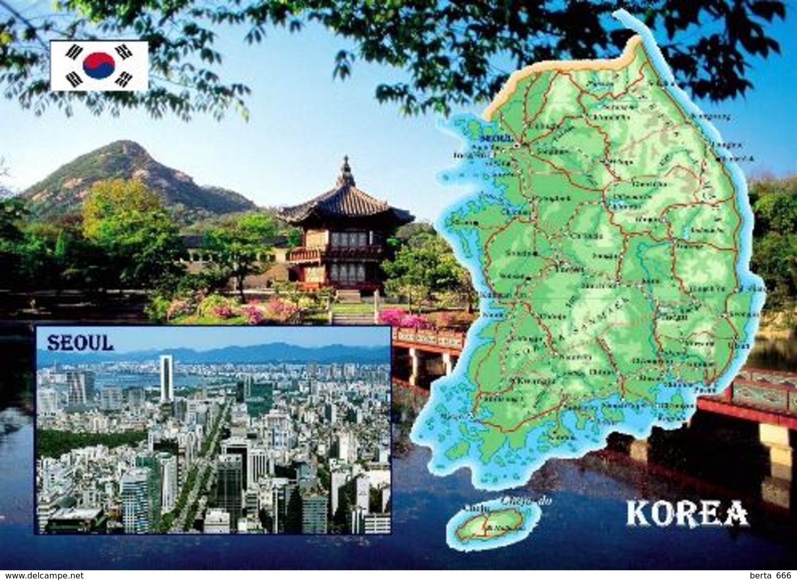 South Korea Country Map New Postcard Südkorea Landkarte AK - Corea Del Sur