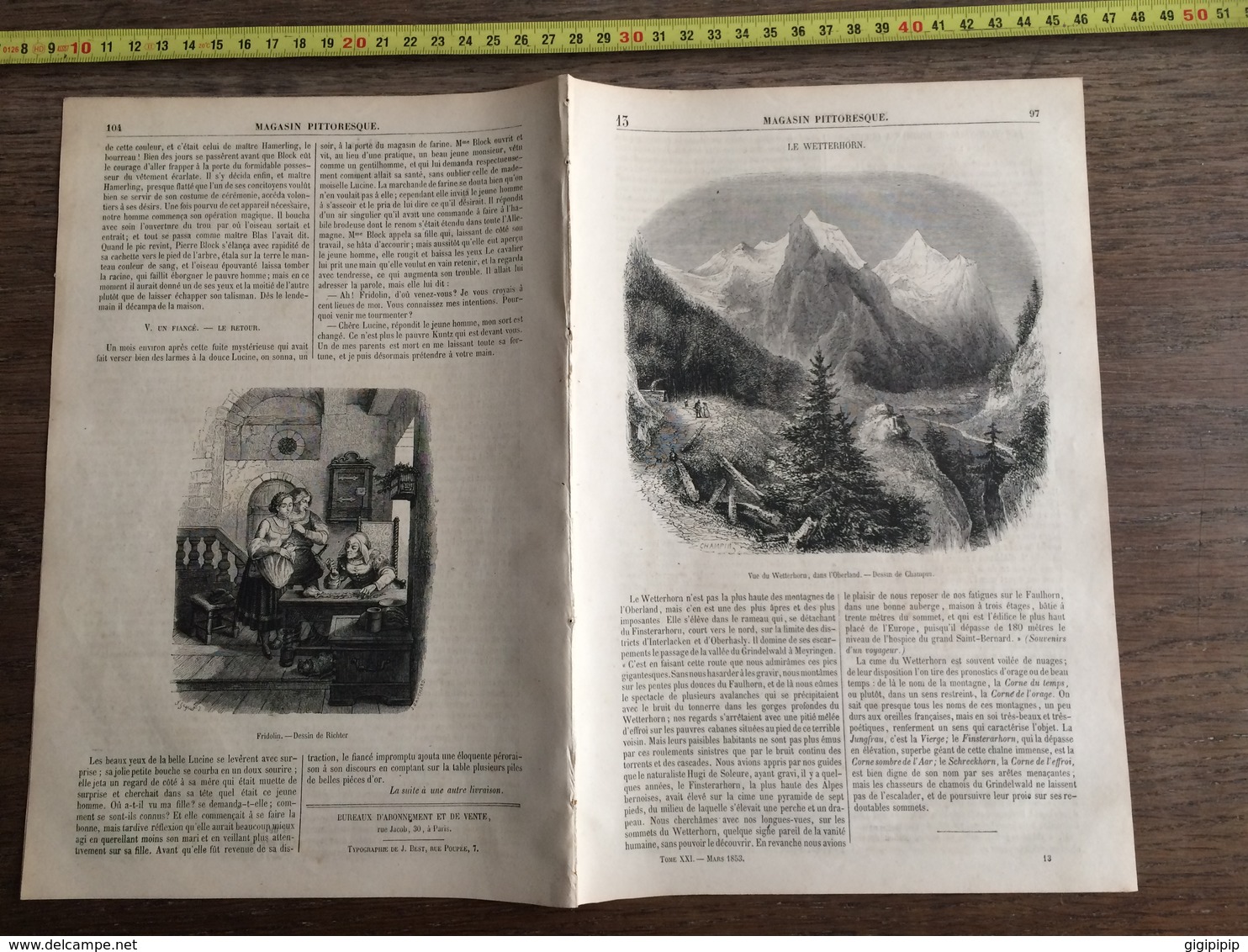 1853 MP LE WETTERHORN OBERLAND CHAMPIN AVENTURES DE MAITRE BLOCK FRIDOLIN - Collections