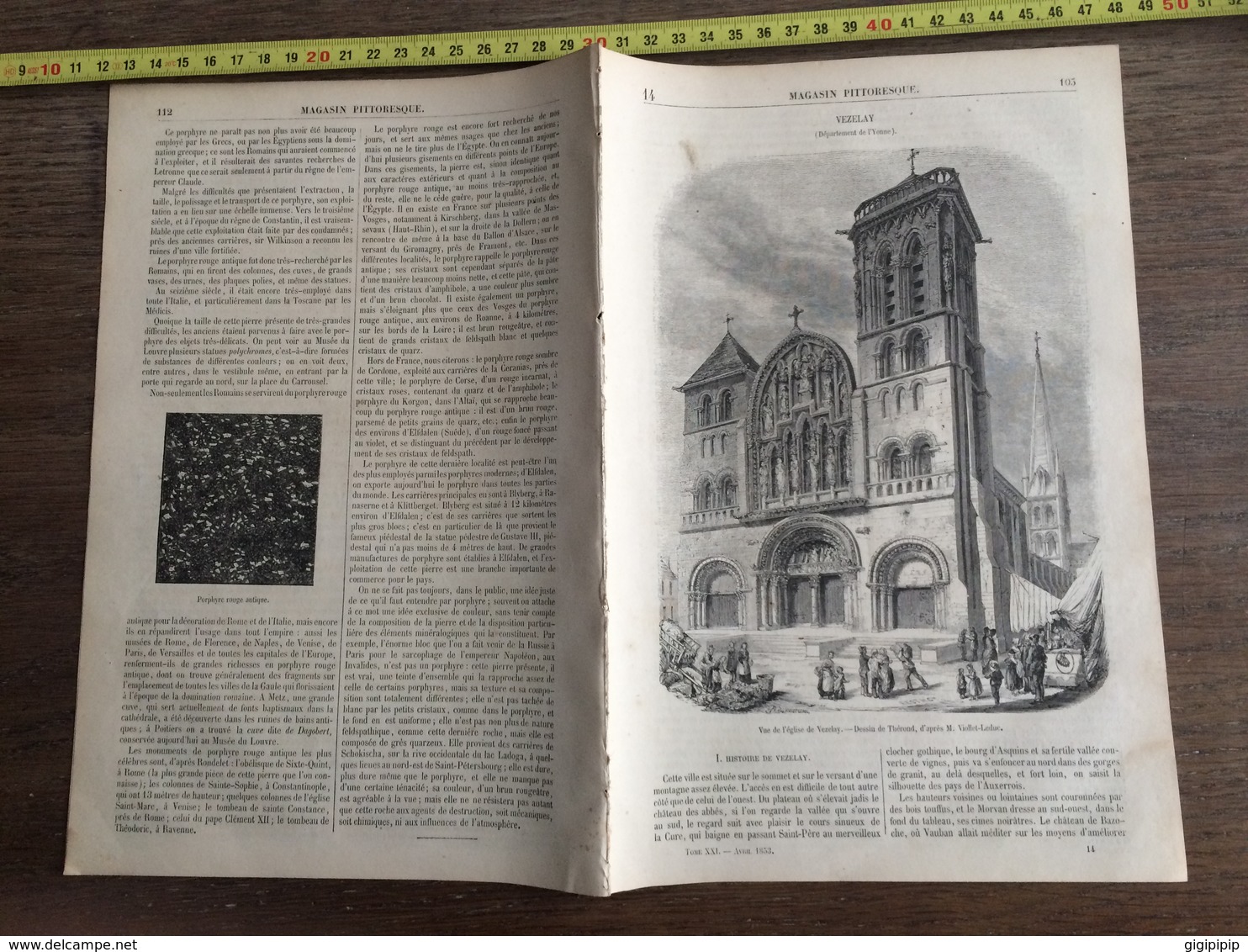 1853 MP VEZELAY EGLISE ROCHER CARABOUSA CAP DE BOUSA PIRATERIE PIRATES ARCHIPEL DEMENAGEMENT DU PAUVRE - Collections