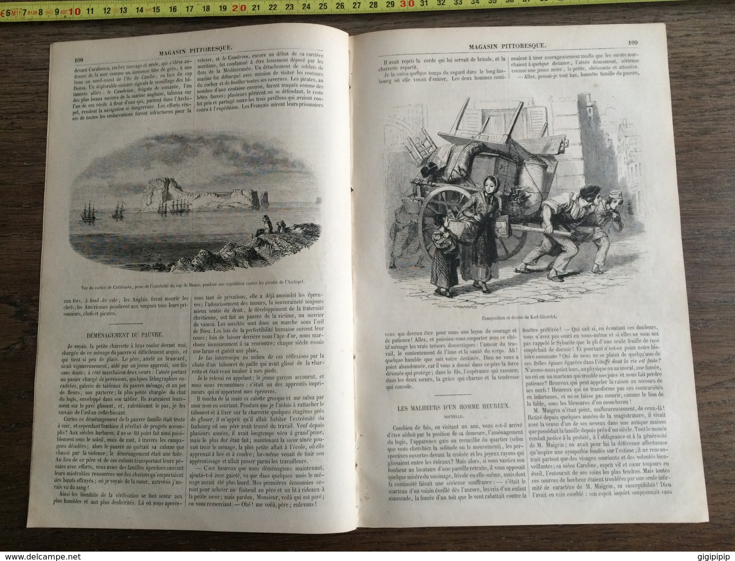 1853 MP VEZELAY EGLISE ROCHER CARABOUSA CAP DE BOUSA PIRATERIE PIRATES ARCHIPEL DEMENAGEMENT DU PAUVRE - Collections