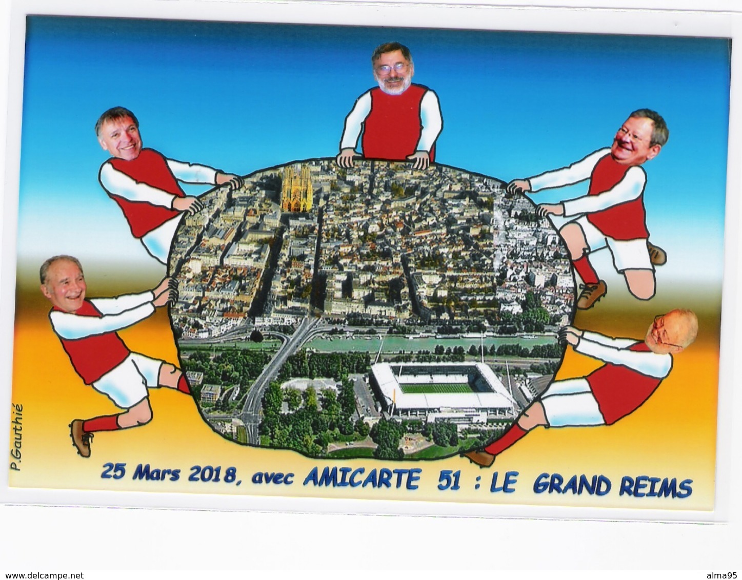 CPM - ILLUSTRATEUR - Pierre GAUTHIE - LE GRAND REIMS ( Stade De Reims) - Other & Unclassified