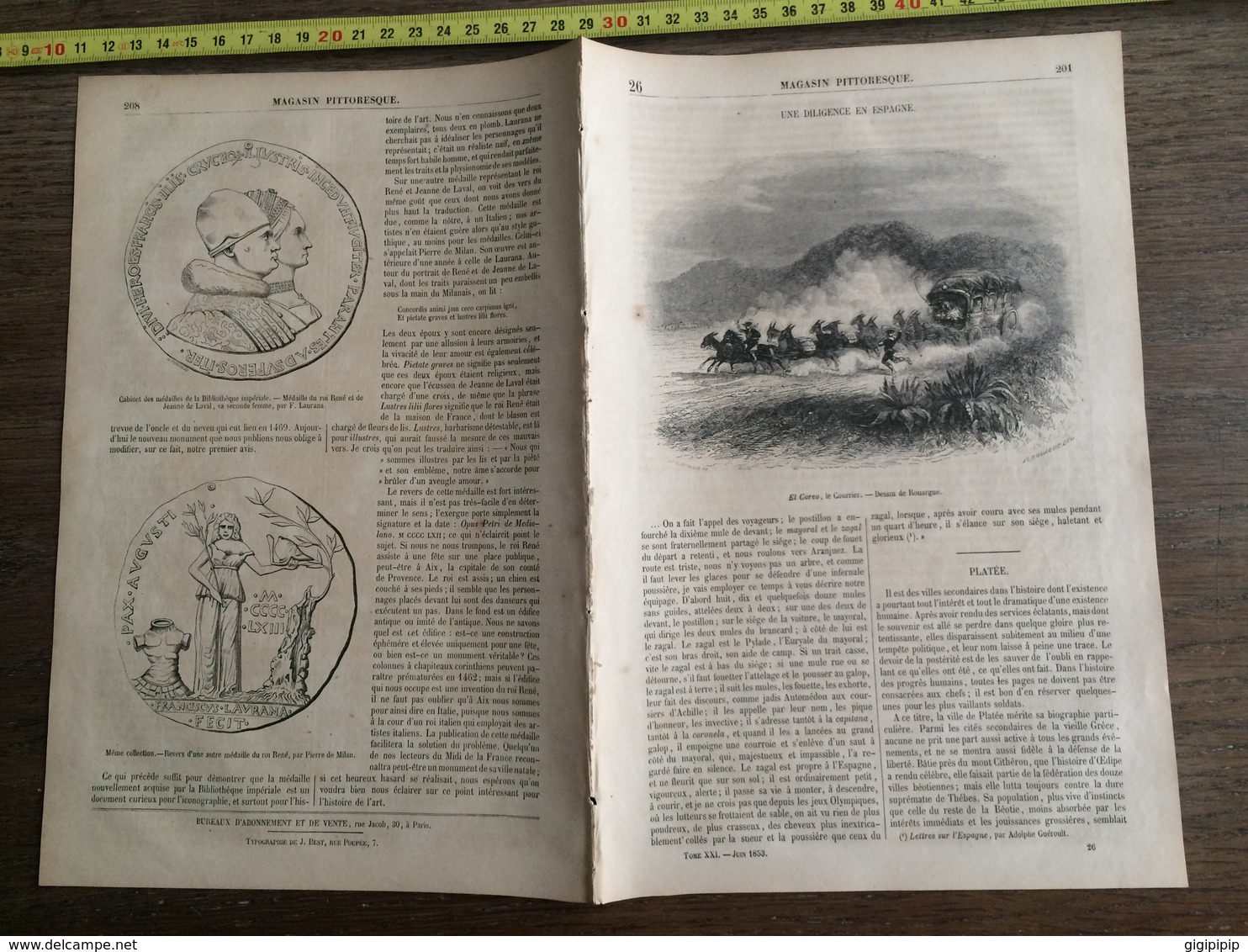 1853 MP DILIGENCE ESPAGNE EL COREO LE COURRIER VASES LE JEOY STATUE GODEFROY DE BOUILLON BRUXELLES MEDAILLES ROI RENE - Collections