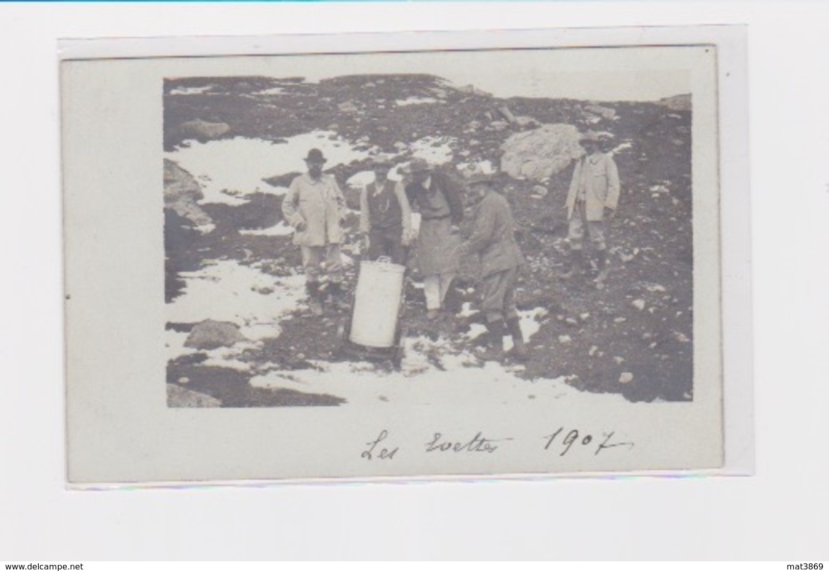 LES EVETTES REFUGE GLACIER CAF De LYON 1907 Construction Inauguration Transport Des Toilettes? Carte Photo - Autres & Non Classés