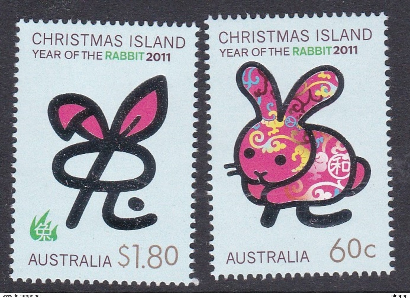 Christmas Island SG 697-698 2011 Year Of The Rabbit Set MNH - Christmas Island