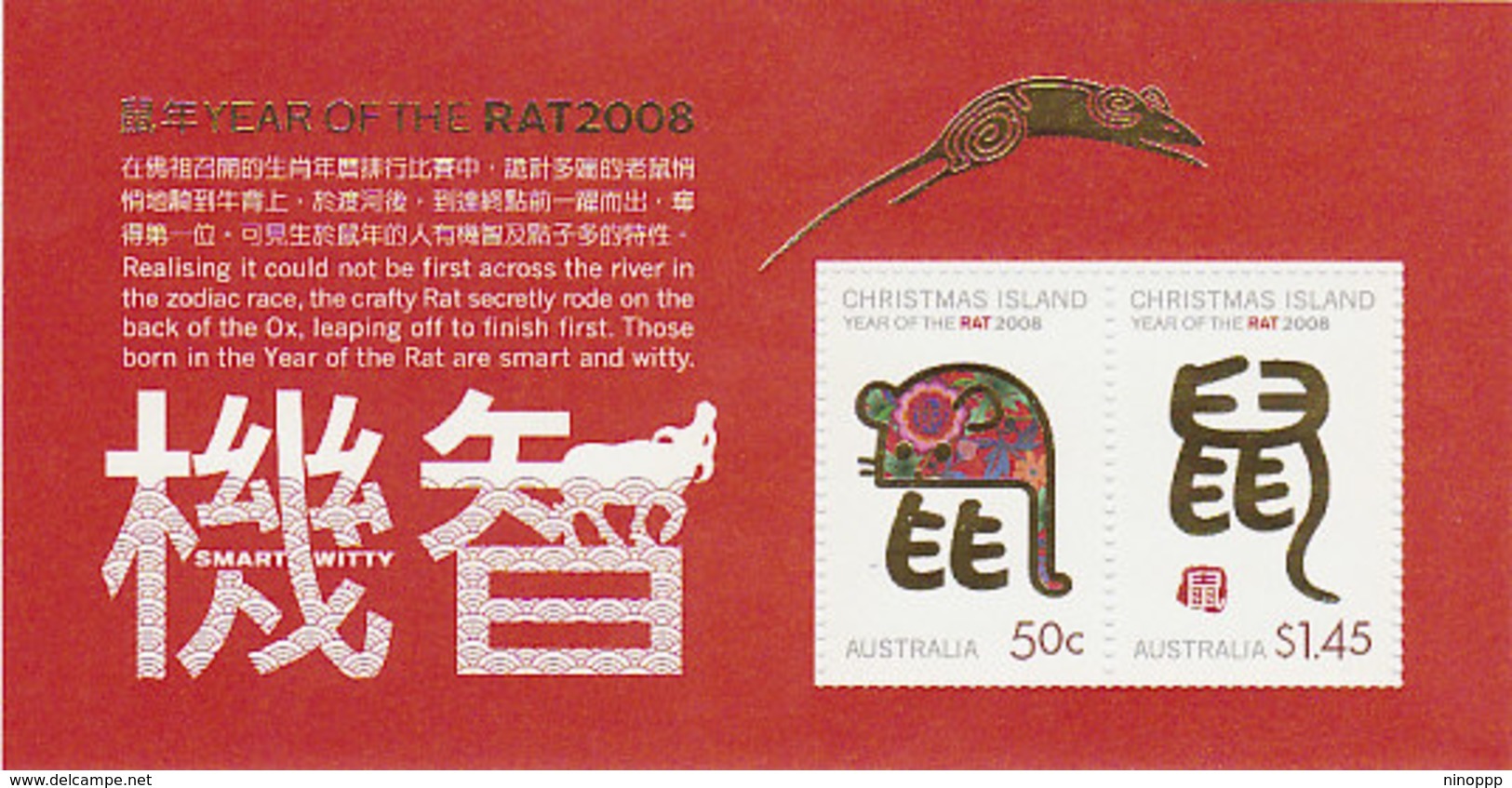 Christmas Island SG 633 MS 2008 Year Of The Rat MS MNH - Christmas Island