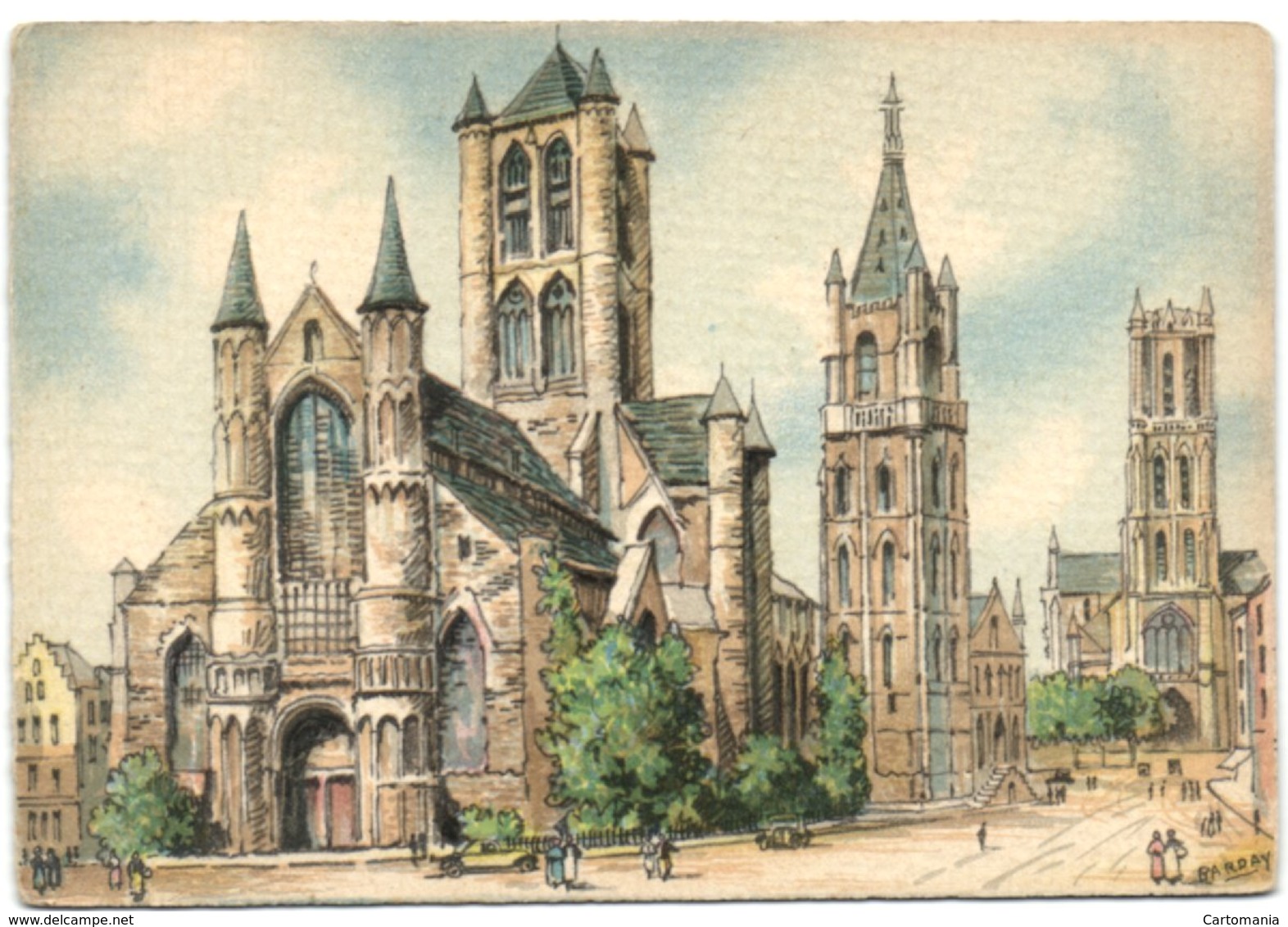 Gent - Zicht Van De Drie Torens St-Nikolaaskerk Belfort St-Baafskerk - Gent