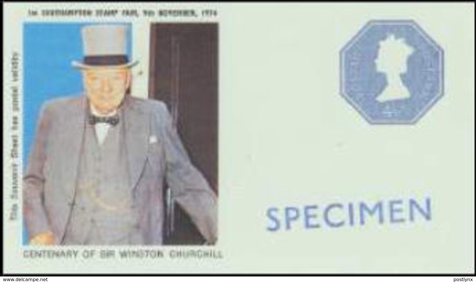 GREAT BRITAIN 1974 Churchill Machine 4½d SPECIMEN IMPERF.sheetlet - Fiktive & Specimen