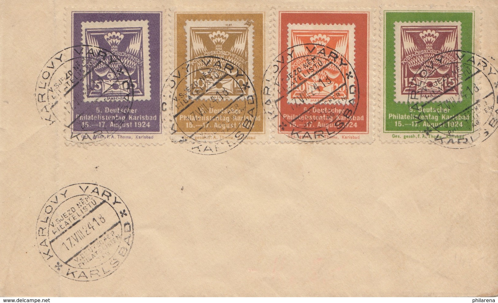 Karlsbad Deutscher Philatelisten Tag 1924 - Sonderstempel Und Marken - Autres & Non Classés