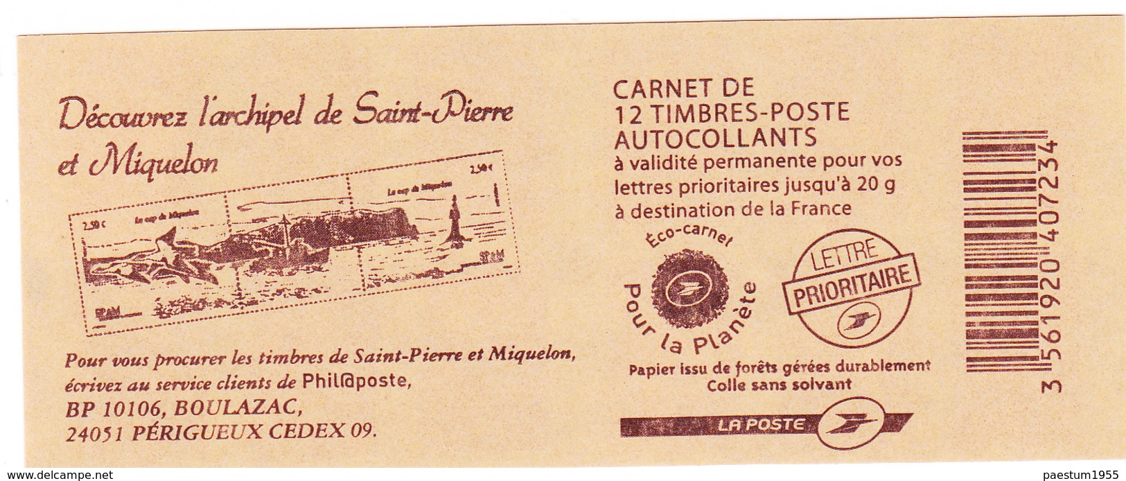 Carnet FRANCE - 2012 - Marianne De BEAUJARD - FRANCE - Archipel Saint-Pierre Et Miquelon - Sonstige & Ohne Zuordnung