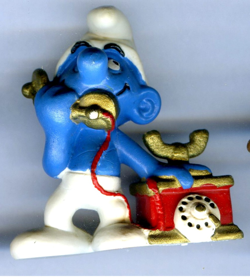 Figurine Vintage SCHTROUMPF Téléphone © 1980 PEYO SCHLEICH Germany CE - Smurfs