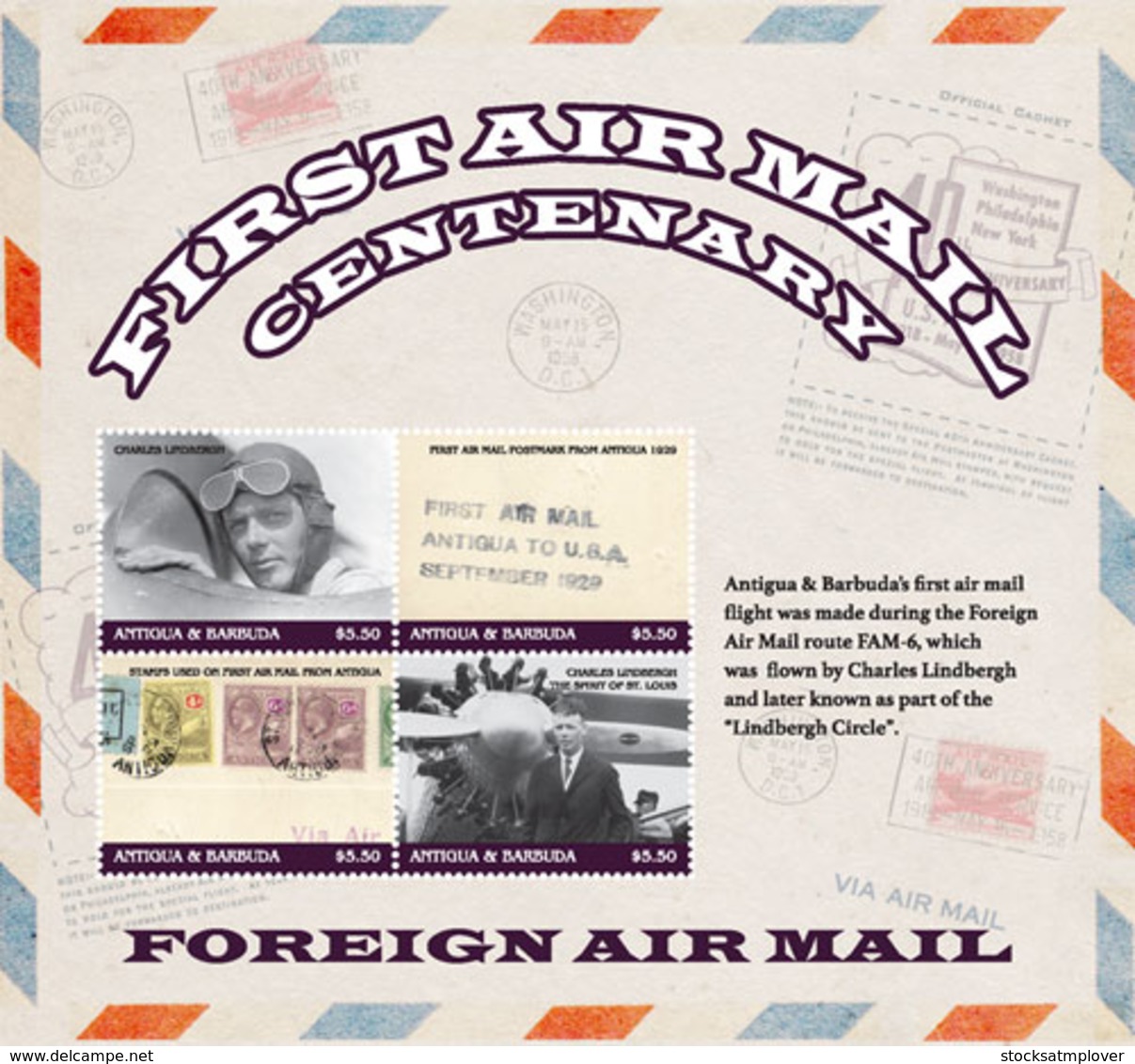 Antigua And Barbuda 2018  FIRST AIRMAIL CENTENARY SHEETLET  I201901 - Antigua Et Barbuda (1981-...)