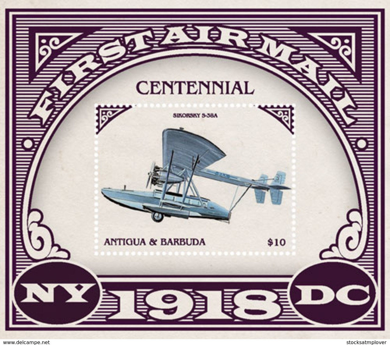 Antigua And Barbuda 2018  FIRST AIRMAIL CENTENARY SHEETLET  I201901 - Antigua And Barbuda (1981-...)