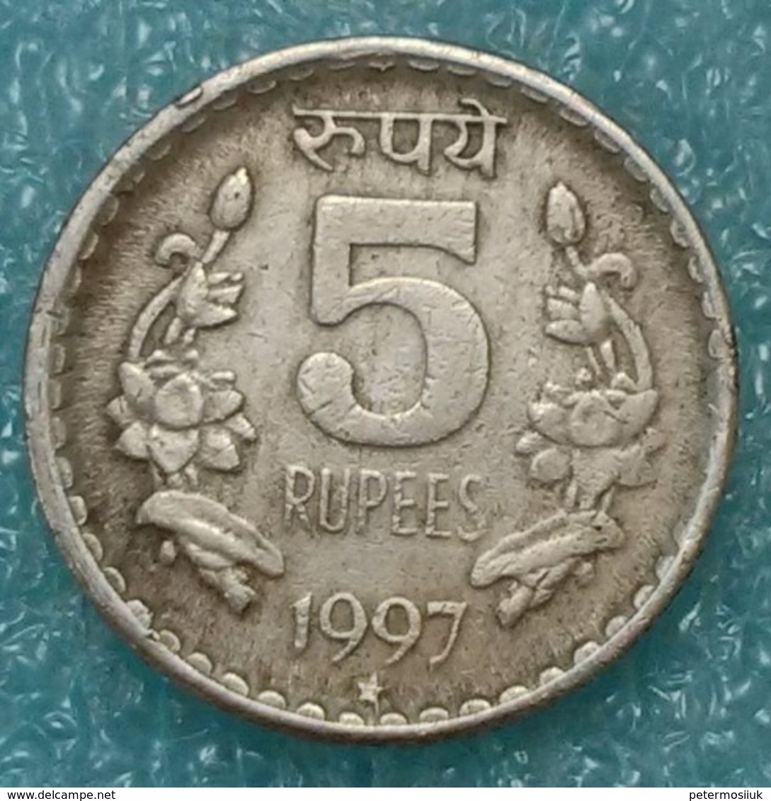 India 5 Rupees, 1997 Reeded Edge With A Groove Mintmark "*" - Hyderabad -1762 - Inde