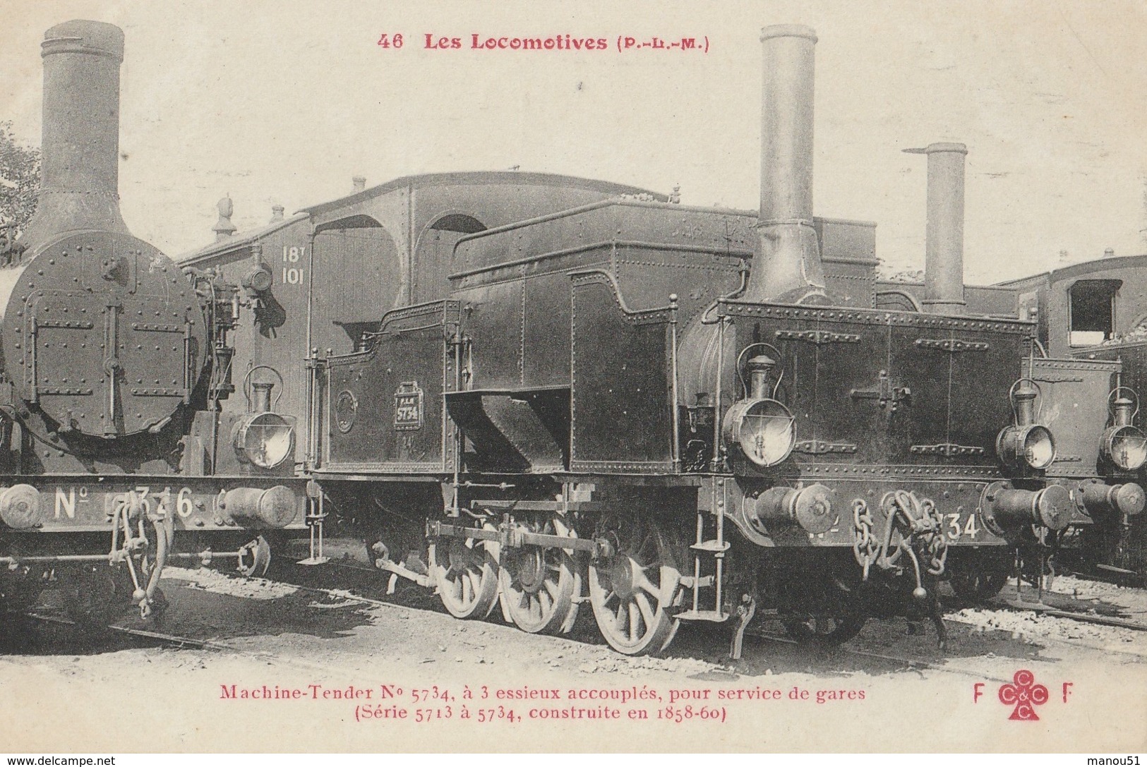 LOCOMOTIVE  ( PLM ) Machine Tender N° 5734 à 3 Essieux Accouplés ...... - Trains