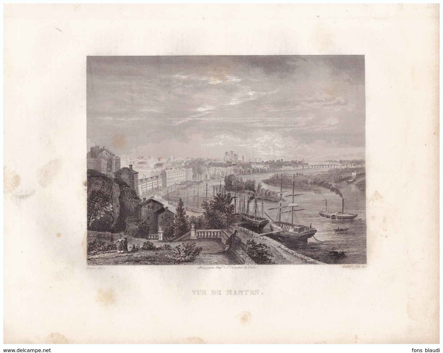 1851 - Gravure Sur Acier - Nantes (Loire-Atlantique) - Vue Générale - FRANCO DE PORT - Estampes & Gravures