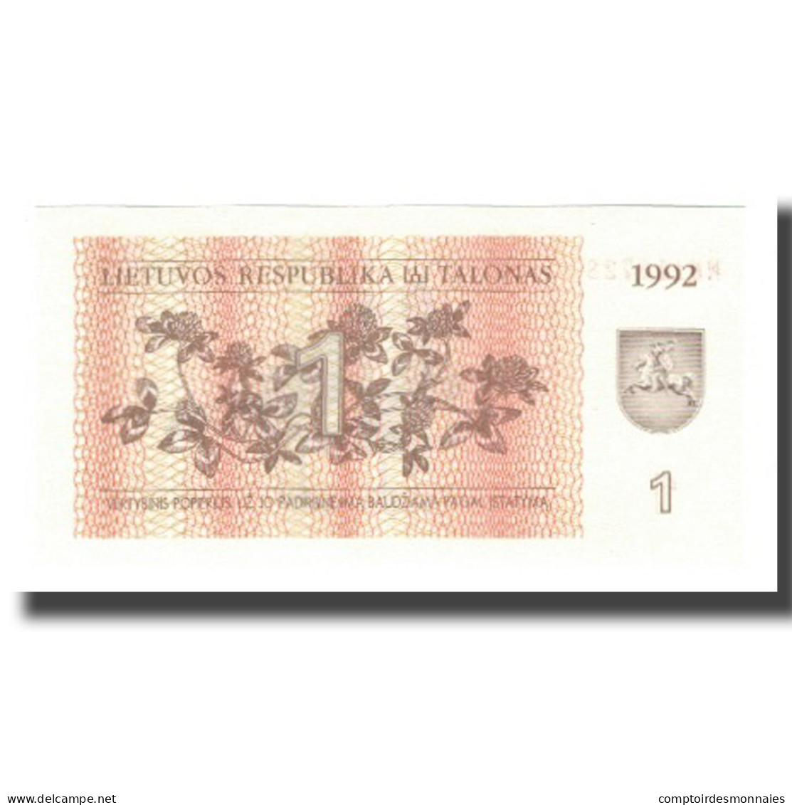 Billet, Lithuania, 1 (Talonas), 1992, KM:39, NEUF - Litouwen