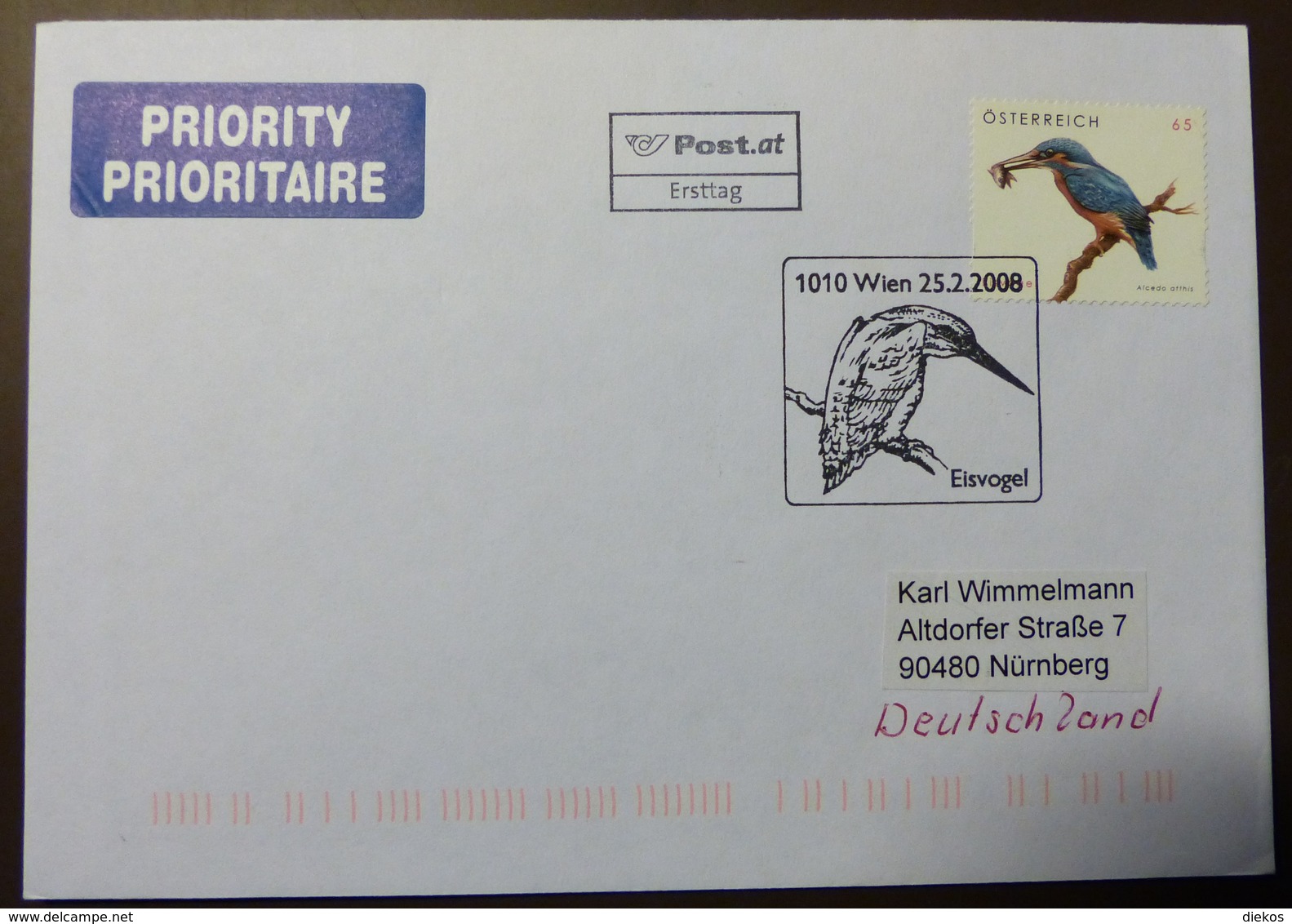 Brief Österreich   2008   Eisvogel  #cover 4827 - Briefe U. Dokumente