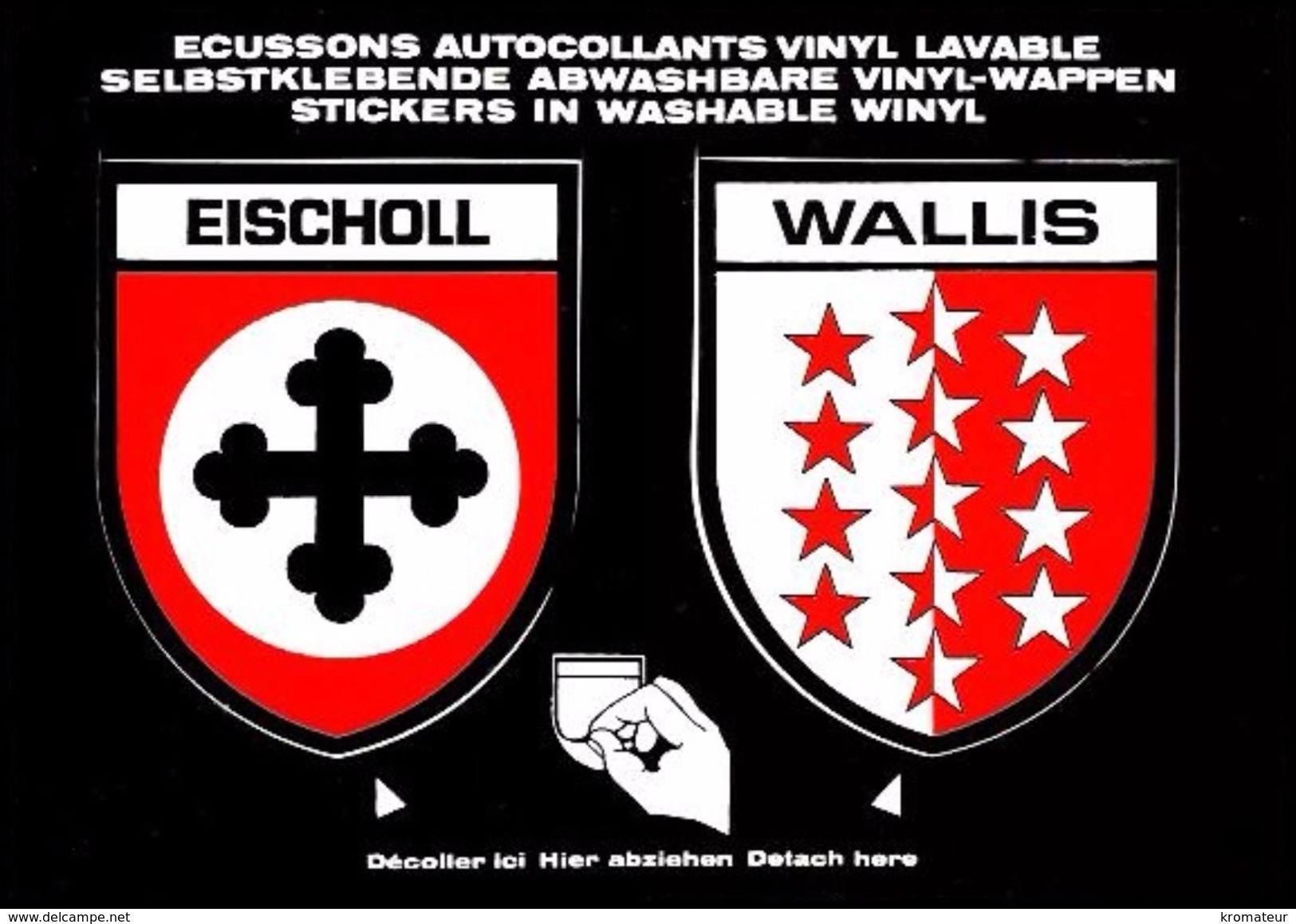 Wappen Postkarte Coat Of Arms Aufkleber "Blason Adhésif" Ecussons Autocollants EISCHOLL + WALLIS (CH) (Schweiz) - Eischoll
