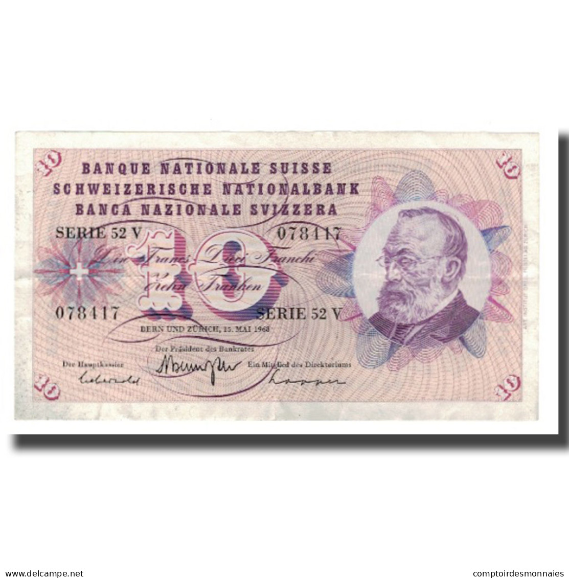 Billet, Suisse, 10 Franken, 1968, 1968-05-15, KM:45n, TTB - Switzerland