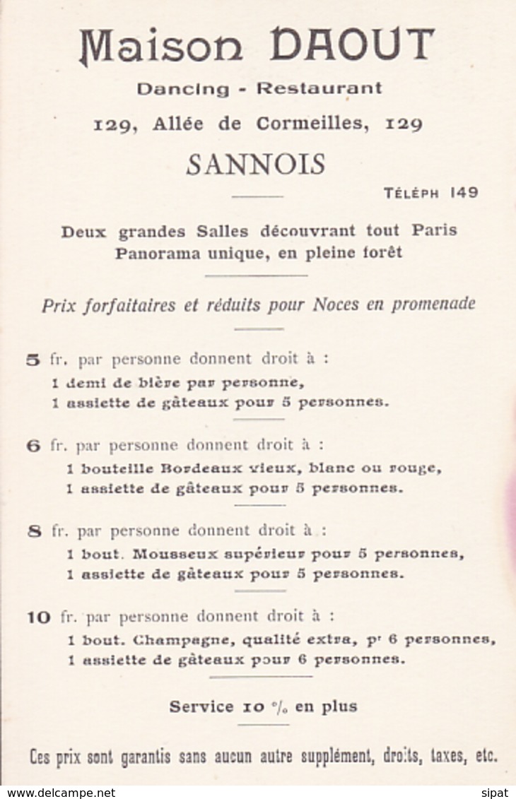 95 / SANNOIS / MAISON DAOUT DANCING RESTAURANT  / 129 ALLEE DES CORMEILLES - Sannois